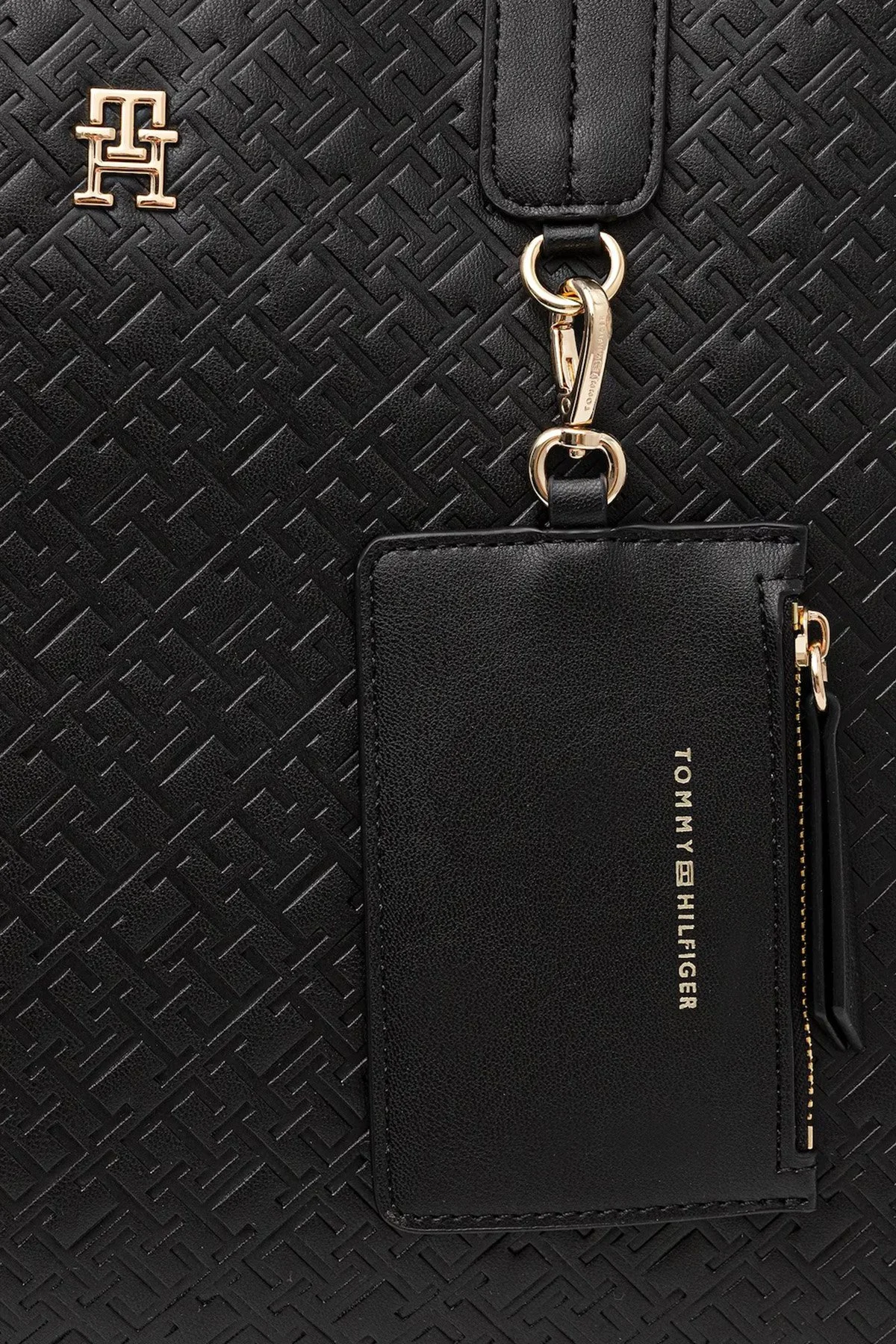 Tommy Hilfiger Kabartma Logolu Çıkarılabilir Askılı Tote Bayan Çanta AW0AW17684 BDS SİYAH - 4