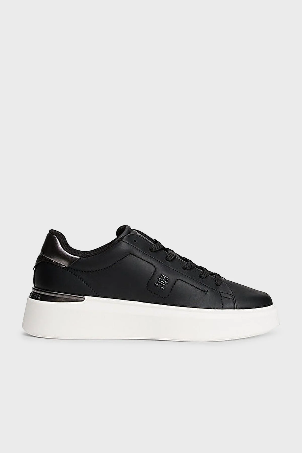 Tommy Hilfiger Kalın Tabanlı Deri Sneaker Kadın Ayakkabı FW0FW08817 BDS Siyah - 1