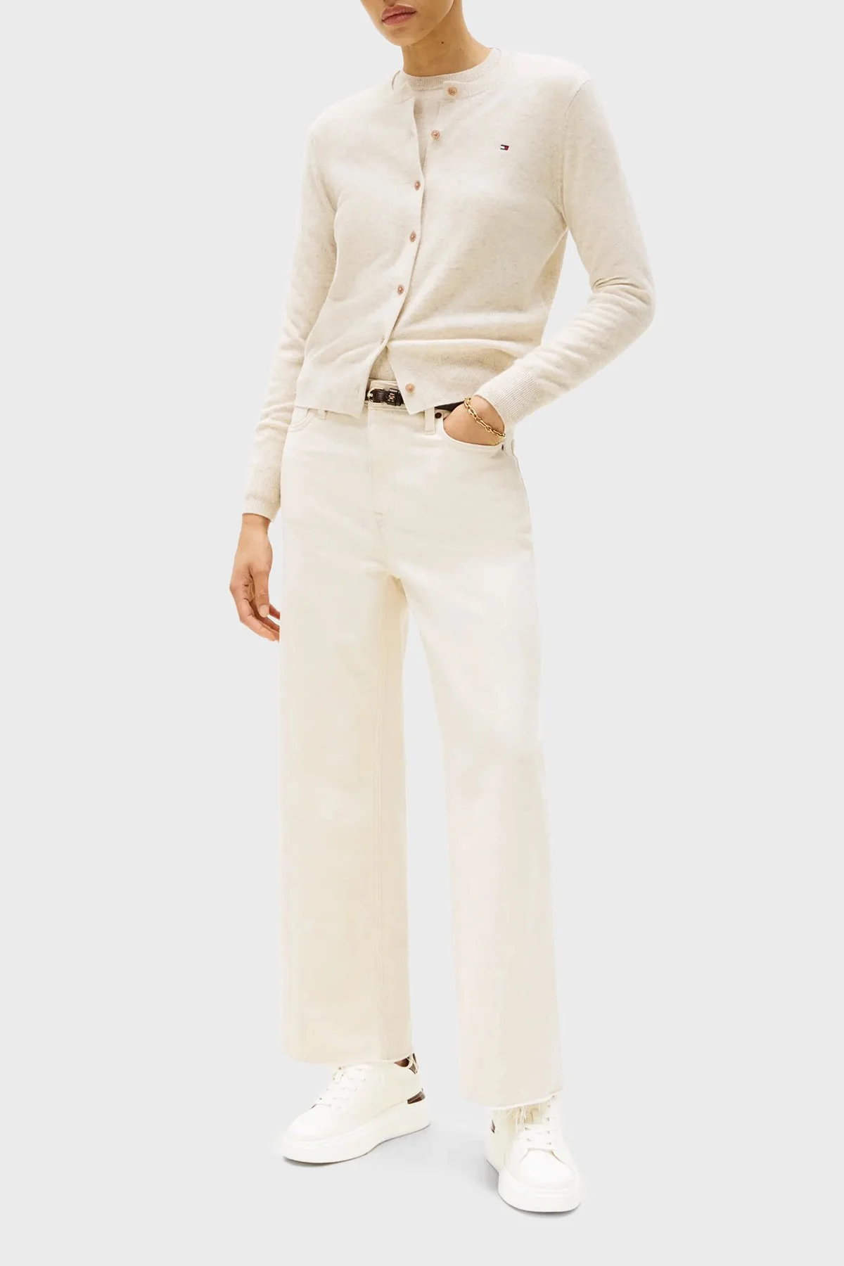 Tommy Hilfiger Kalın Tabanlı Deri Sneaker Bayan Ayakkabı FW0FW08817 YBH BEYAZ - 2