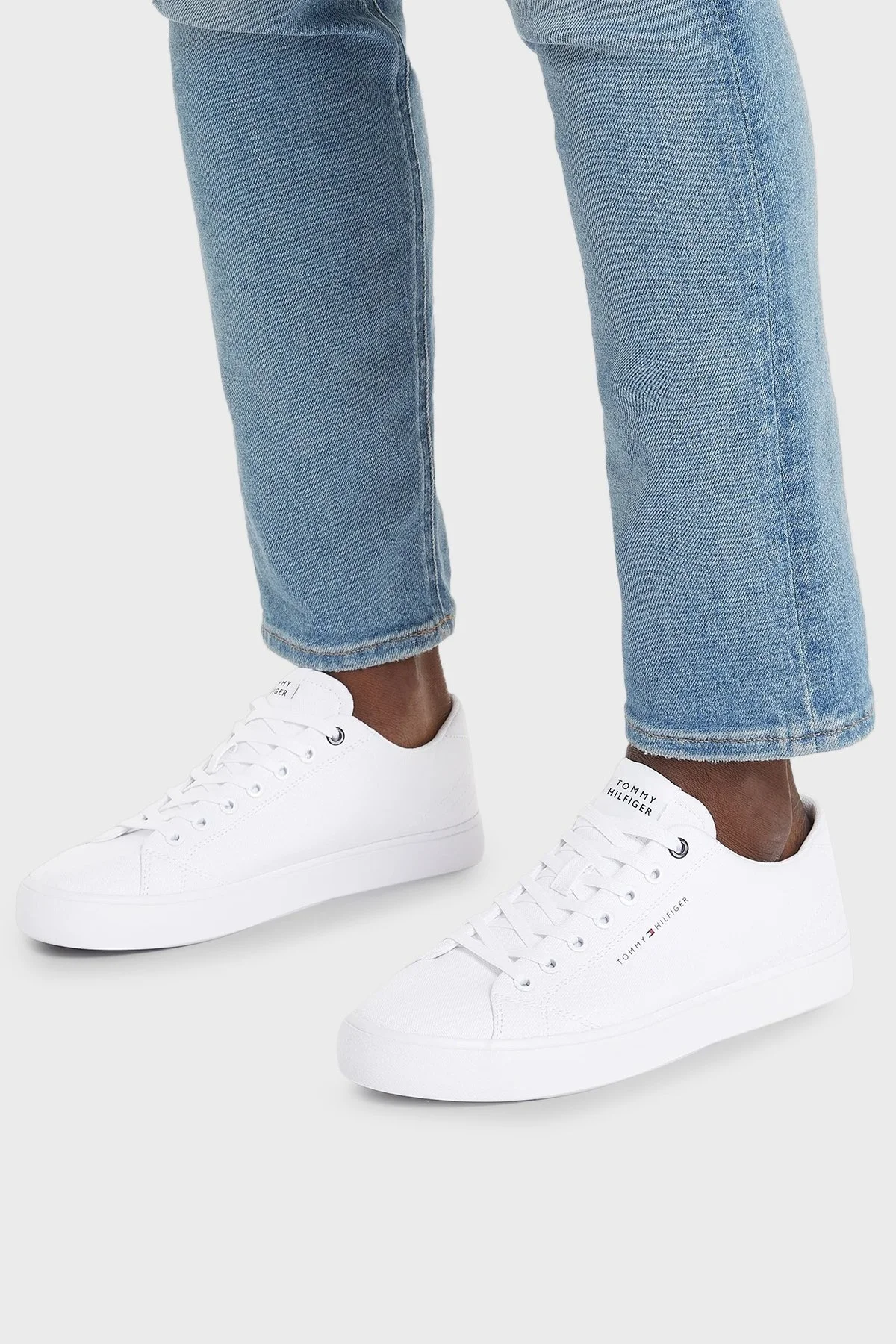Tommy Hilfiger Kanvas Sneaker Erkek Ayakkabı FM0FM04882 YBS BEYAZ - 2