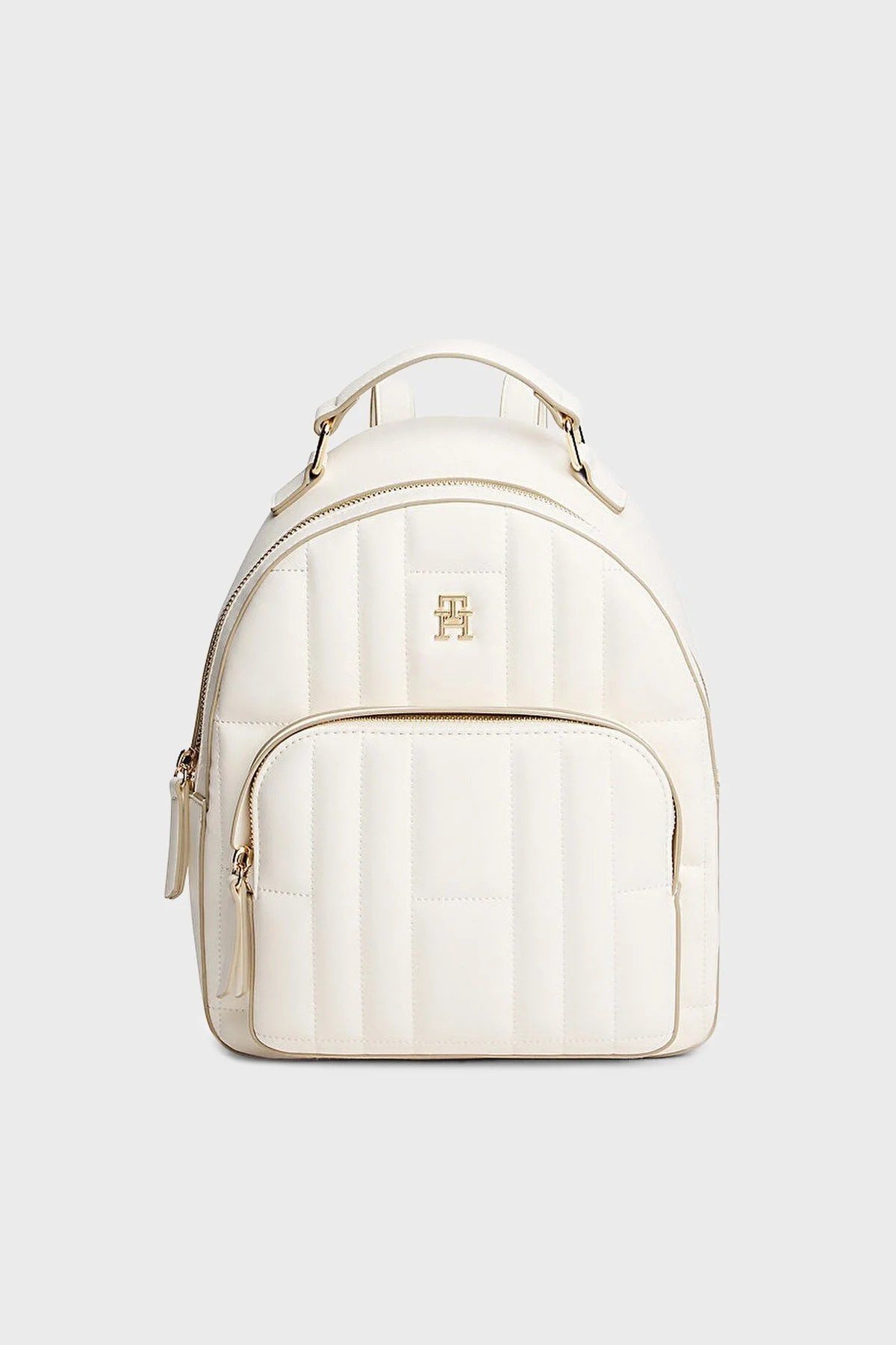 Tommy Hilfiger Kapitoneli Ayarlanabilir Çift Askılı Bayan Sırt Çantası AW0AW17472 Z00 AÇIK BEJ - 1