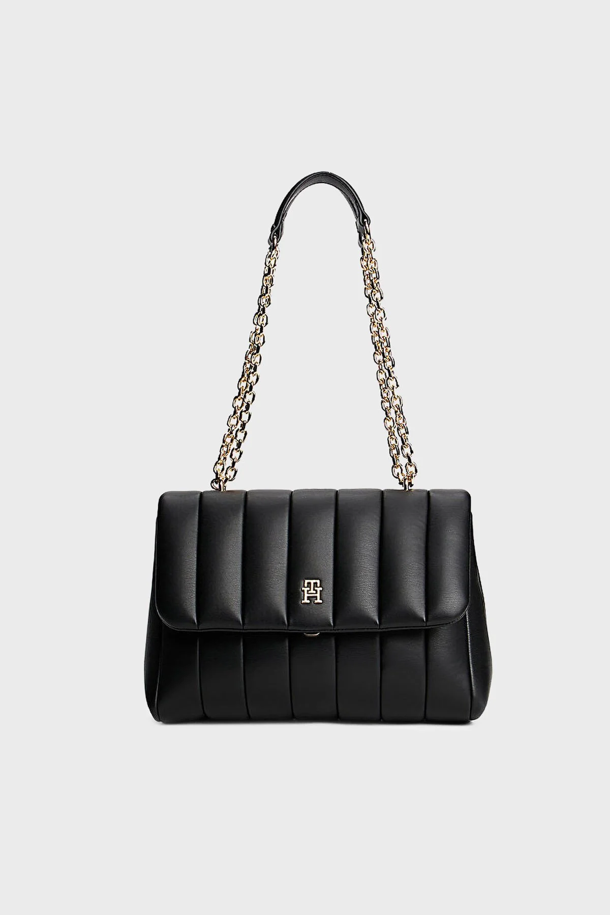 Tommy Hilfiger Kapitoneli Logolu Ayarlanabilir Zincir Askılı Bayan Çanta AW0AW17669 BDS SİYAH - 1