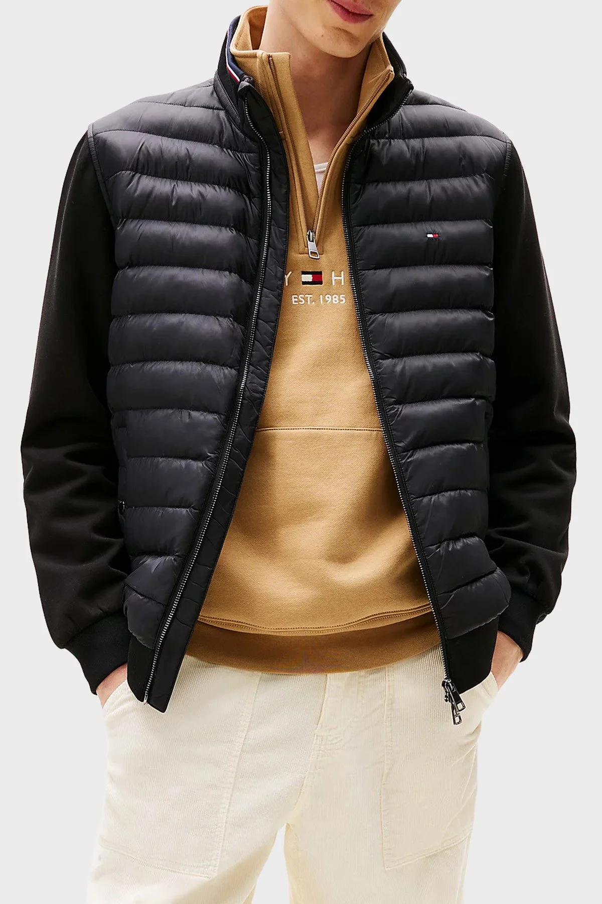 Tommy Hilfiger Kapitoneli Pamuklu Regular Fit Dik Yaka Erkek Ceket MW0MW41329 BDS SİYAH - 1