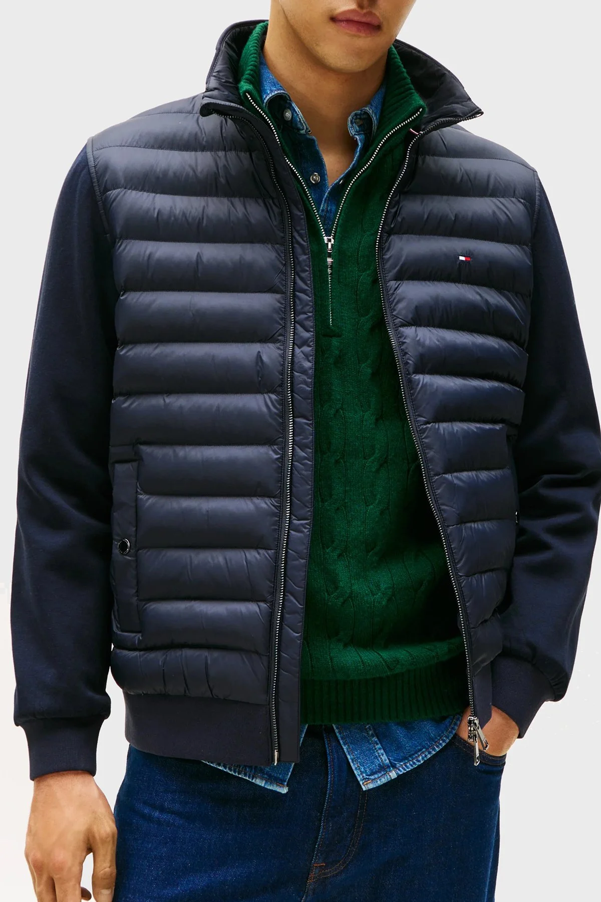 Tommy Hilfiger Kapitoneli Pamuklu Regular Fit Dik Yaka Erkek Ceket MW0MW41329 DW5 LACİVERT - 1