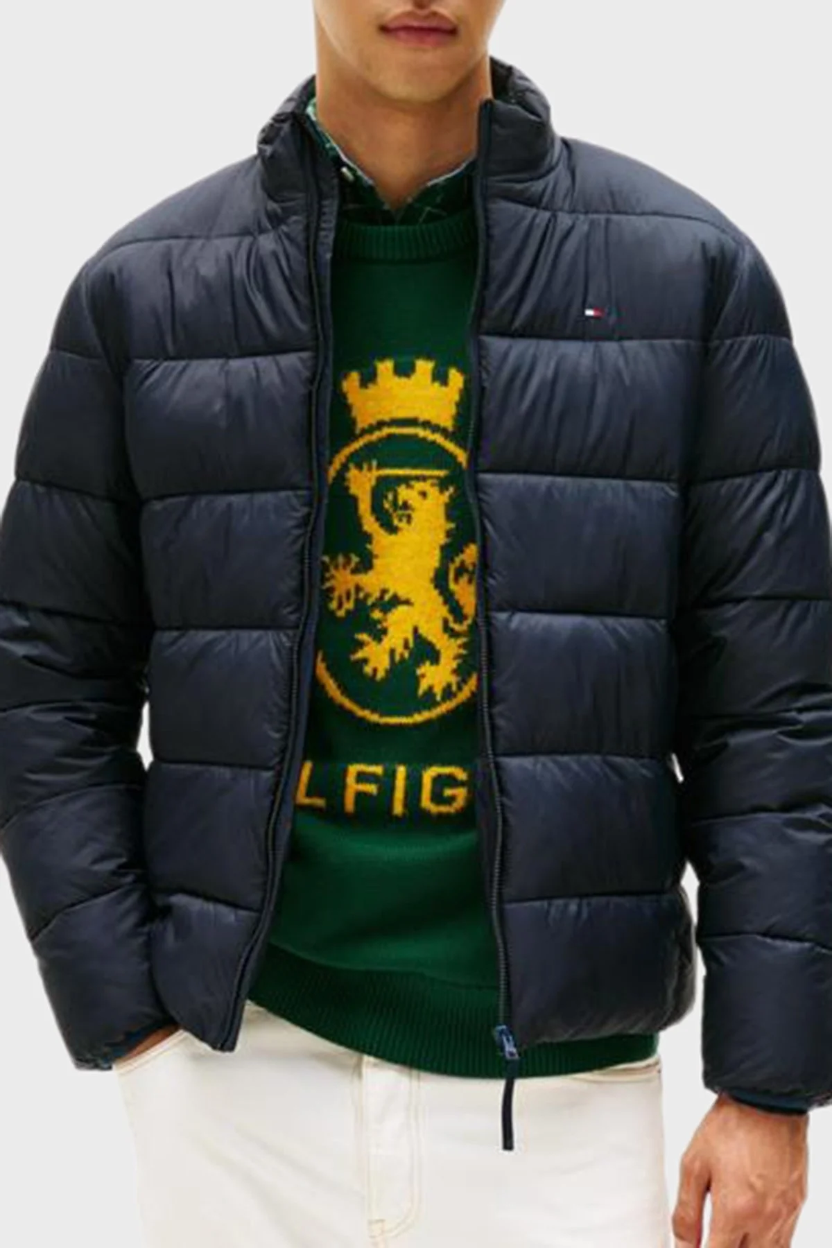 Tommy Hilfiger Kapitoneli Regular Fit Dik Yaka Erkek Mont MW0MW41982 DW5 LACİVERT - 1