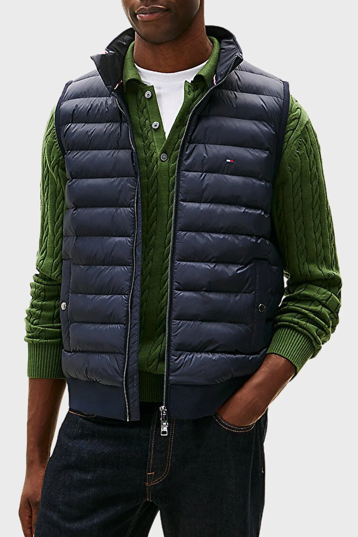 Tommy Hilfiger Kapitoneli Regular Fit Dik Yaka Şişme Erkek Yelek MW0MW41441 DW5 LACİVERT - 1