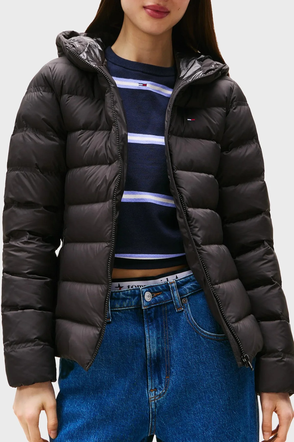Tommy Hilfiger Kapitoneli Regular Fit Kapüşonlu Su İtici Bayan Mont DW0DW21617 BDS SİYAH - 1