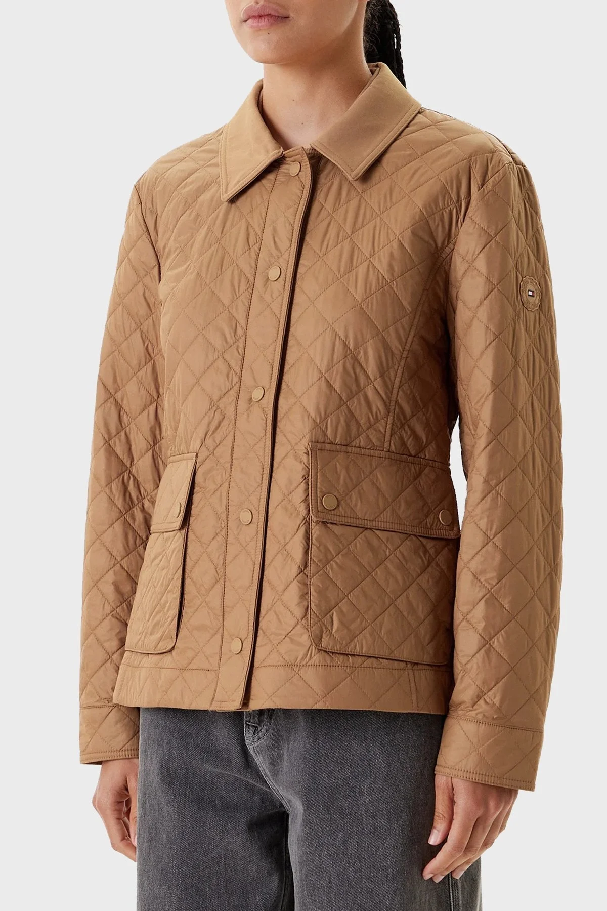 Tommy Hilfiger Kapitoneli Regular Fit Klasik Yaka Dolgulu Bayan Mont WW0WW45641 GWA KAHVE - 1