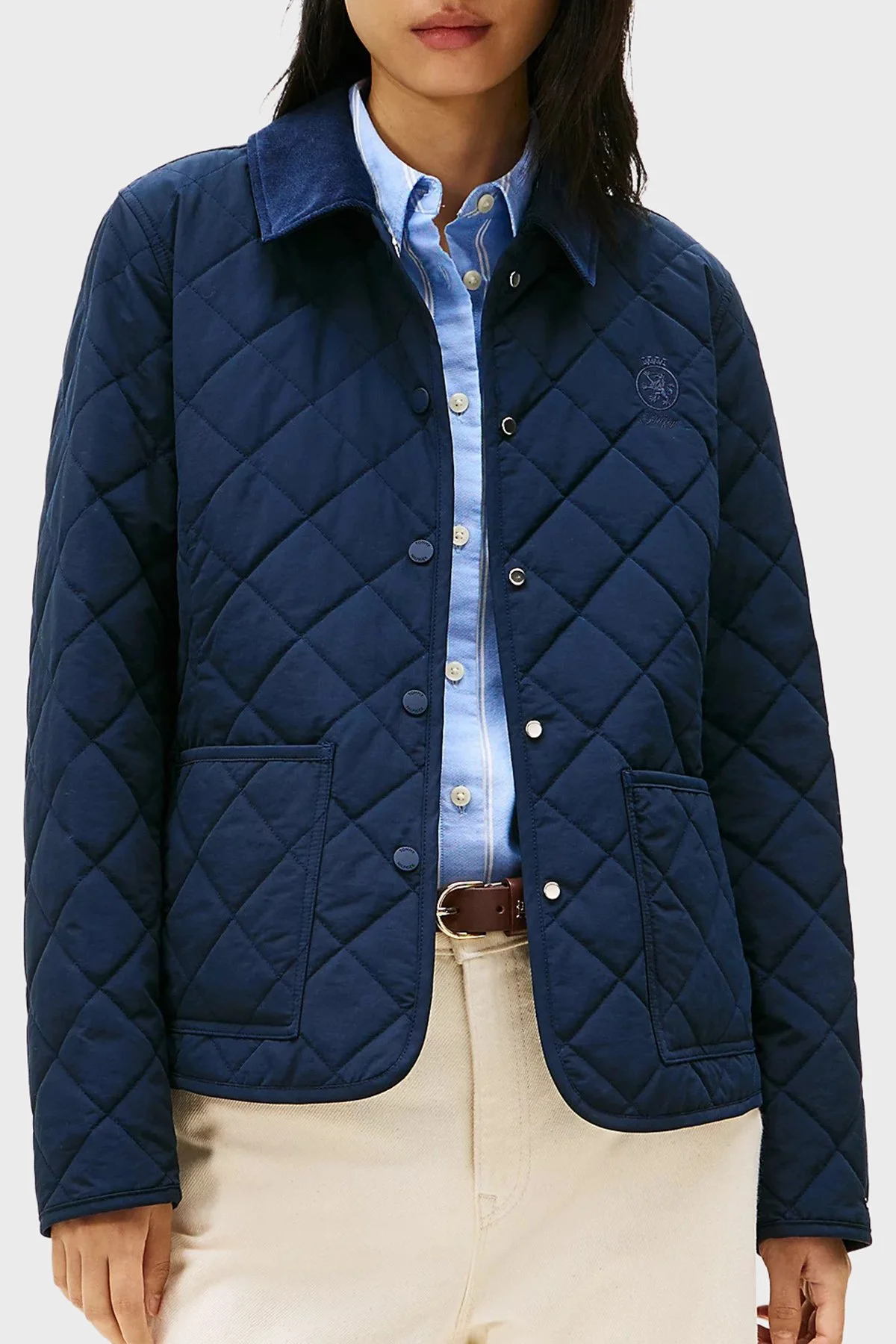 Tommy Hilfiger Kapitoneli Su İtici Slim Fit Düğmeli Bayan Ceket WW0WW47448 C1G LACİVERT - 1