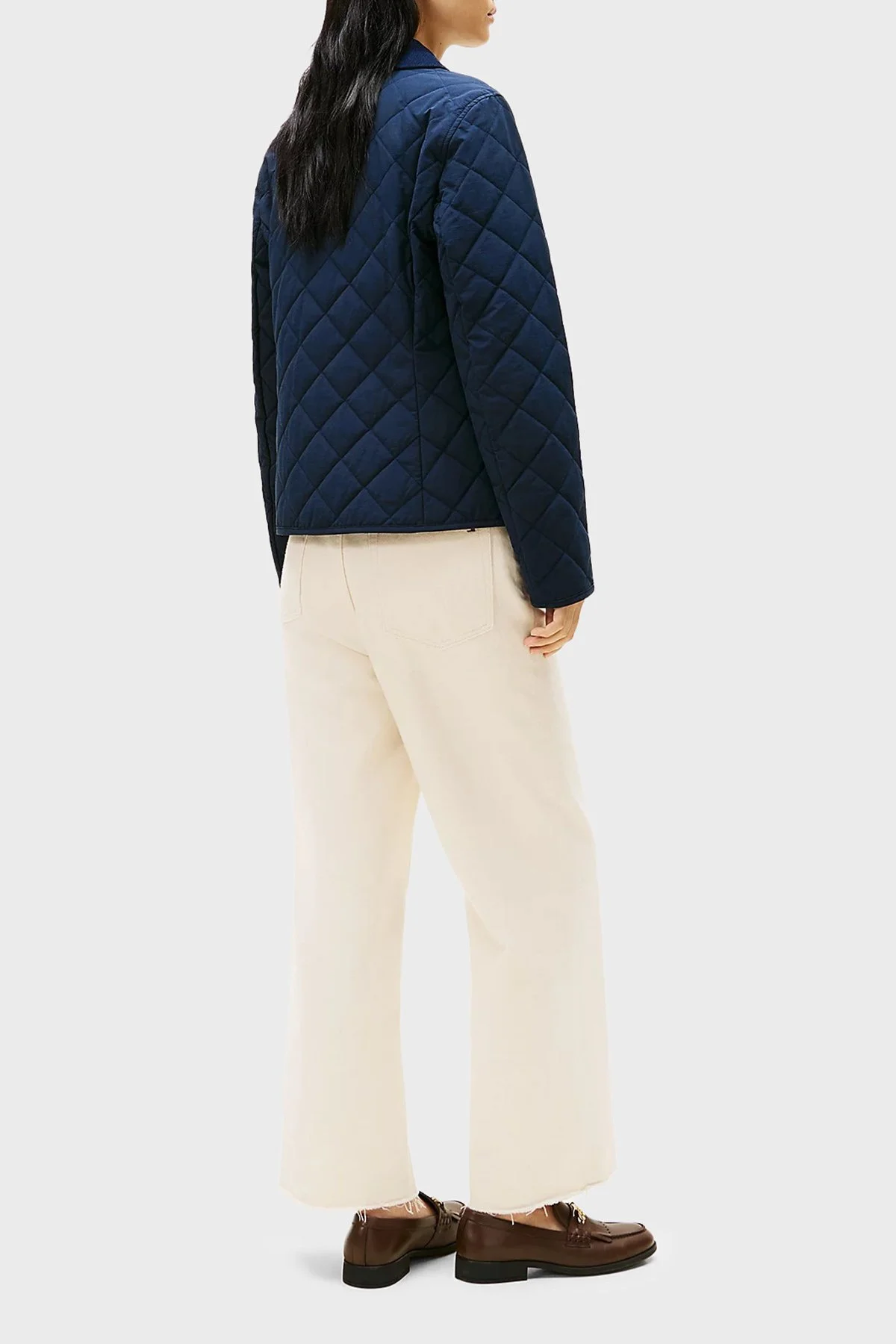 Tommy Hilfiger Kapitoneli Su İtici Slim Fit Düğmeli Bayan Ceket WW0WW47448 C1G LACİVERT - 3