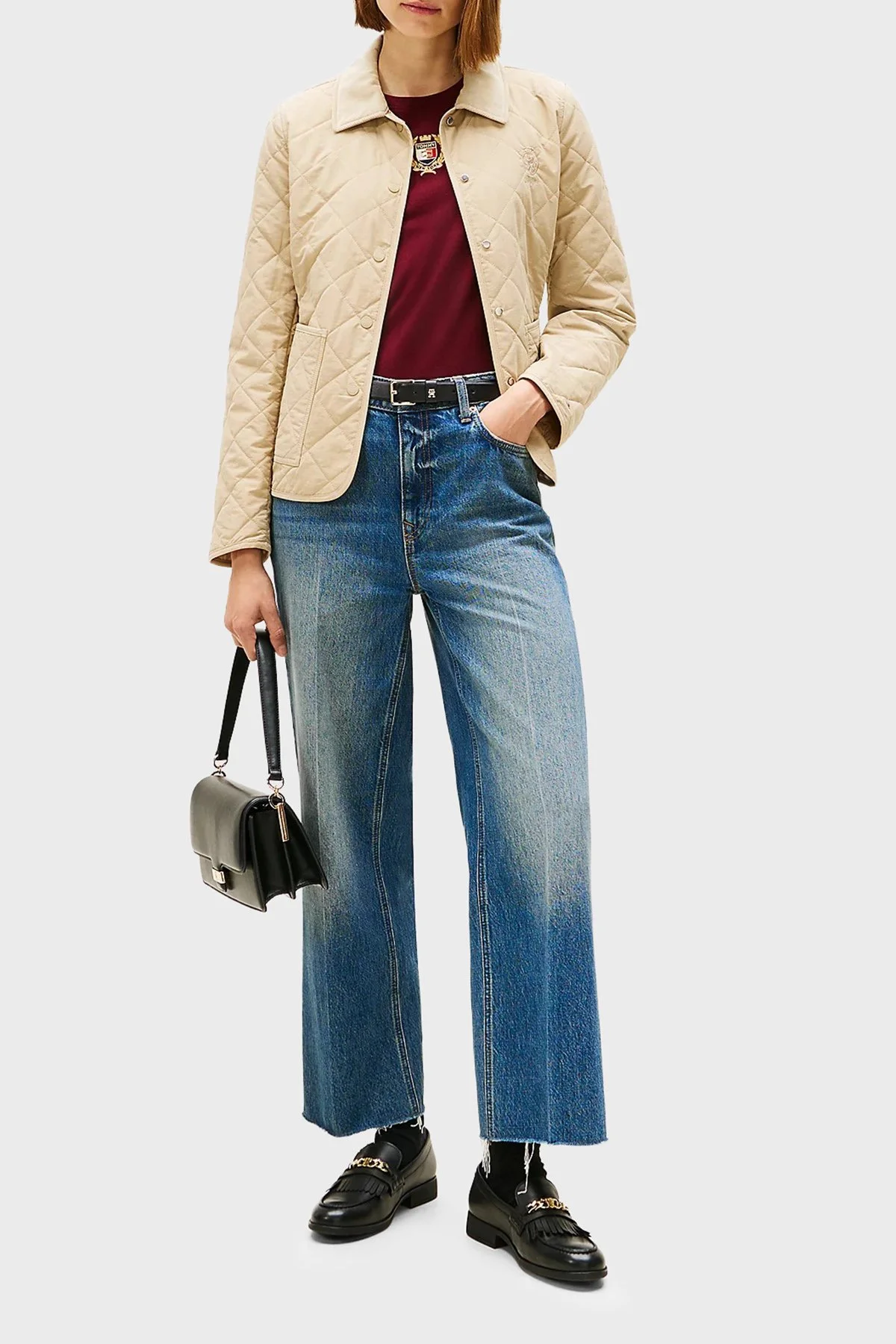 Tommy Hilfiger Kapitoneli Su İtici Slim Fit Düğmeli Bayan Ceket WW0WW47448 RBV BEJ - 2