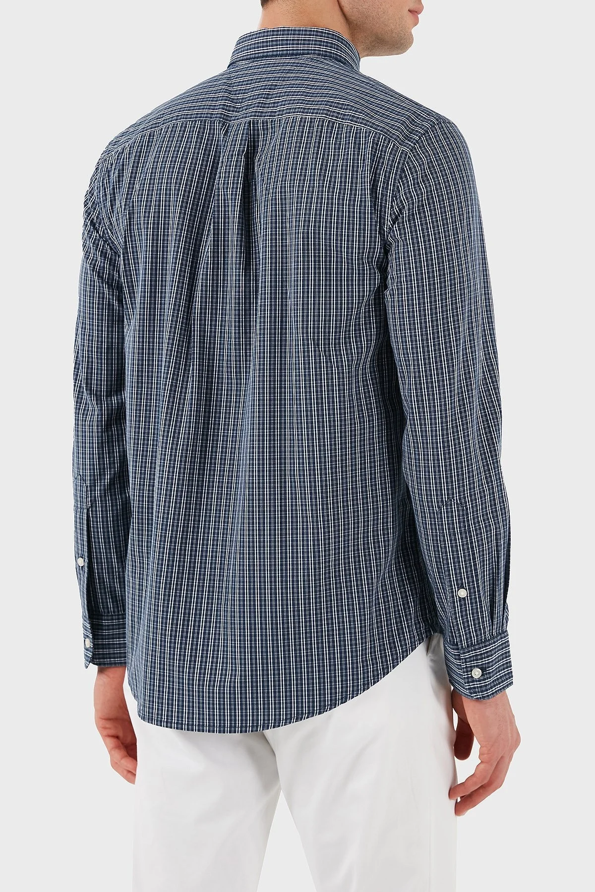 Tommy Hilfiger Kareli % 100 Pamuk Regular Fit Düğmeli Yaka Erkek Gömlek MW0MW37552 0MT MAVİ - 2