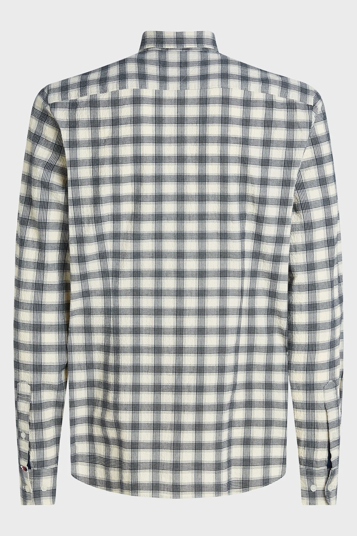 Tommy Hilfiger Kareli Pamuklu Düğmeli Yaka Slim Fit Erkek Gömlek MW0MW33770 0MT MAVİ - 9