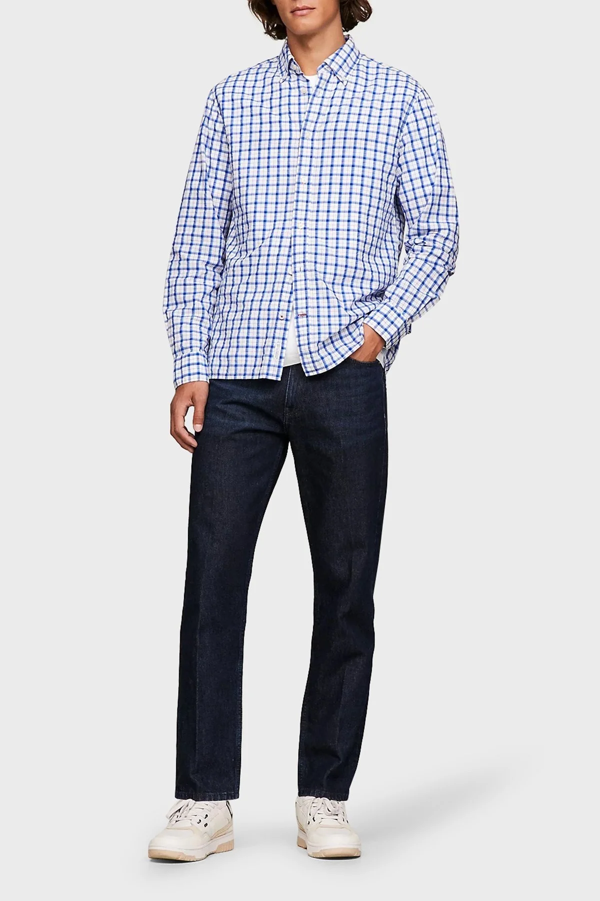 Tommy Hilfiger Kareli Pamuklu Regular Fit Erkek Gömlek MW0MW33771 0MT MAVİ - 2