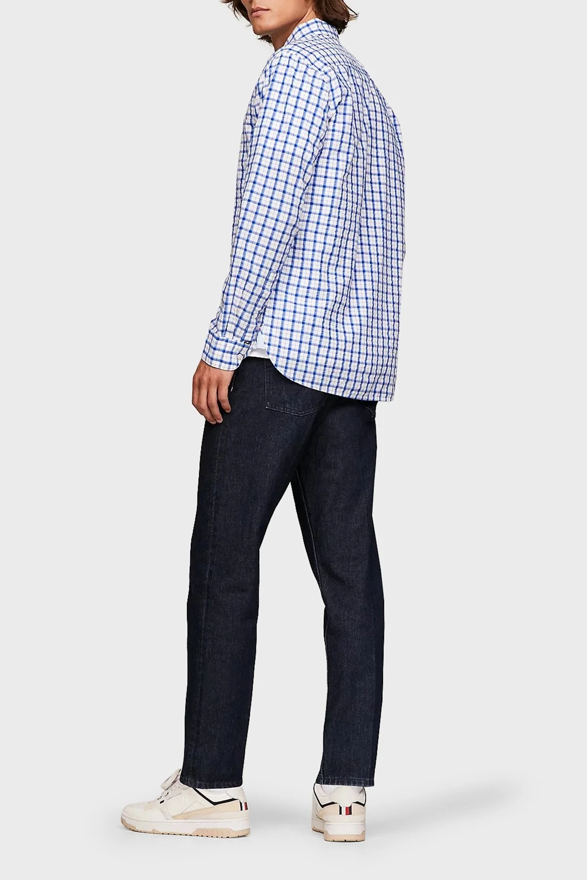 Tommy Hilfiger Kareli Pamuklu Regular Fit Erkek Gömlek MW0MW33771 0MT MAVİ - 3