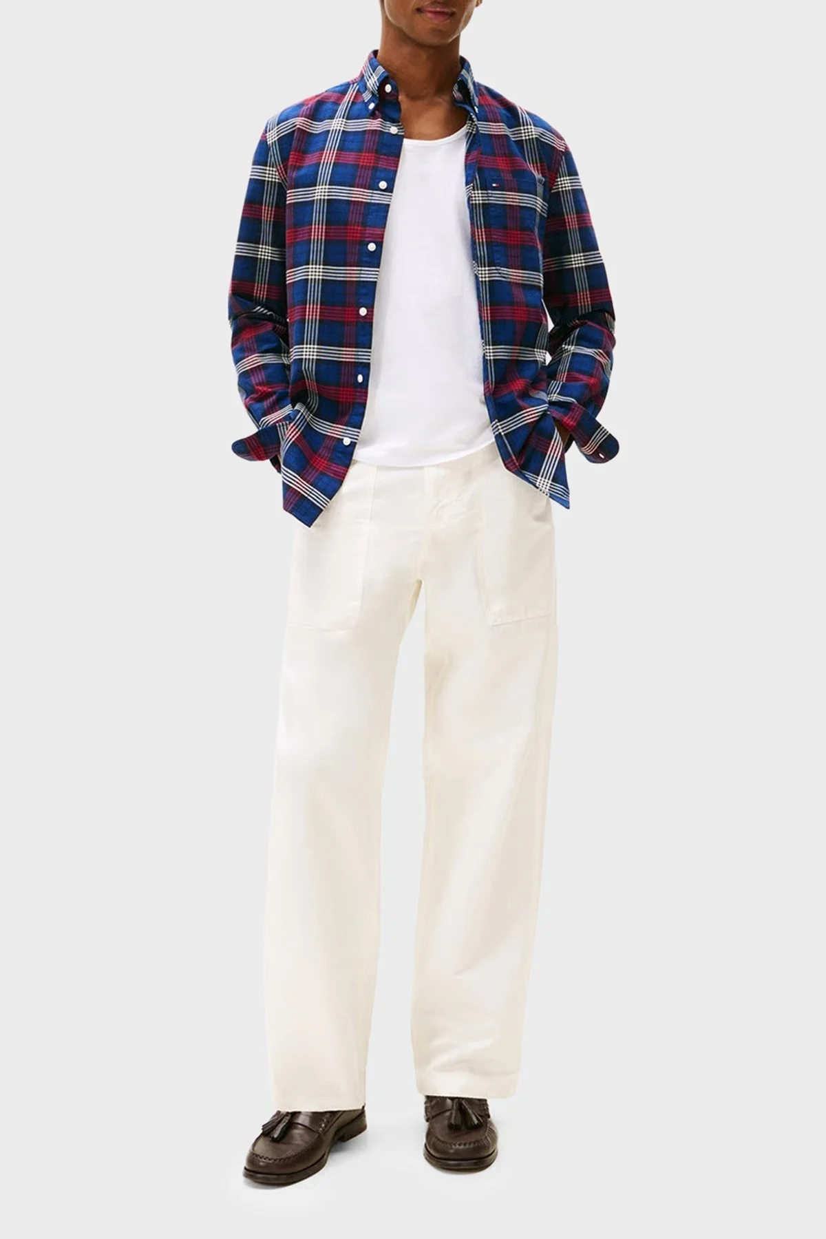 Tommy Hilfiger Kareli Pamuklu Regular Fit Uzun Kollu Erkek Gömlek MW0MW39681 0MS LACİVERT-BEYAZ - 2