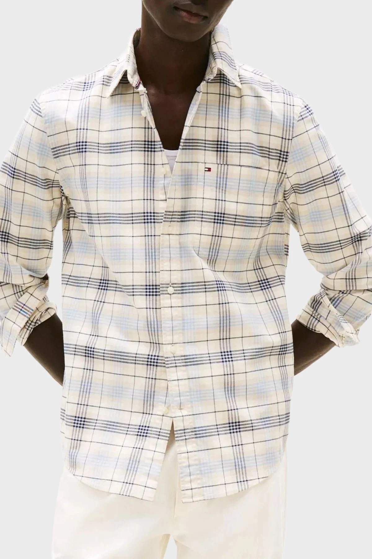 Tommy Hilfiger Kareli Pamuklu Regular Fit Uzun Kollu Erkek Gömlek MW0MW39681 0MT MAVİ - 1