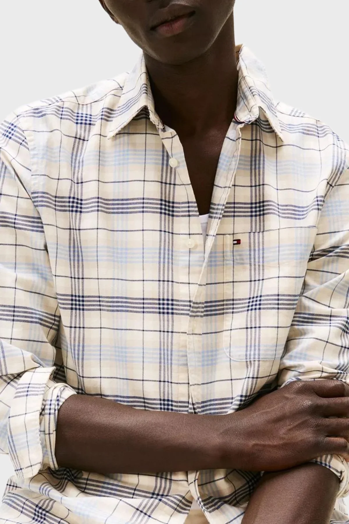 Tommy Hilfiger Kareli Pamuklu Regular Fit Uzun Kollu Erkek Gömlek MW0MW39681 0MT MAVİ - 4