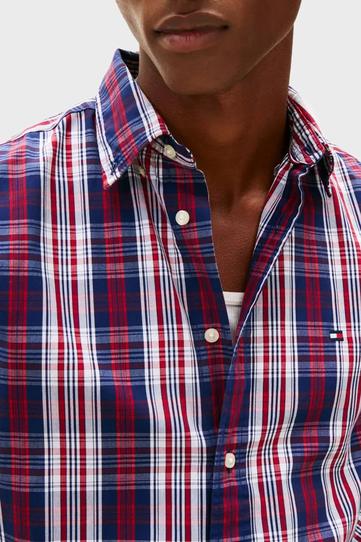 Tommy Hilfiger Kareli Pamuklu Regular Fit Uzun Kollu Erkek Gömlek MW0MW41712 0MS LACİVERT-BEYAZ - 4