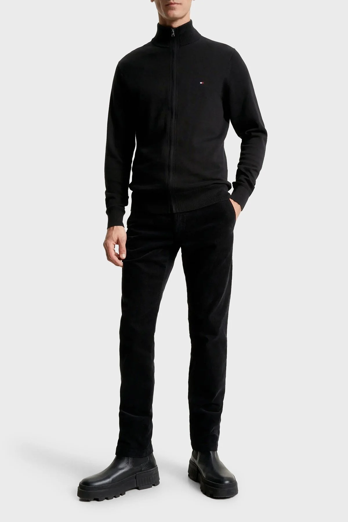 Tommy Hilfiger Kaşmir Pamuklu Regular Fit Fermuarlı Erkek Hırka MW0MW28050 BDS SİYAH - 3