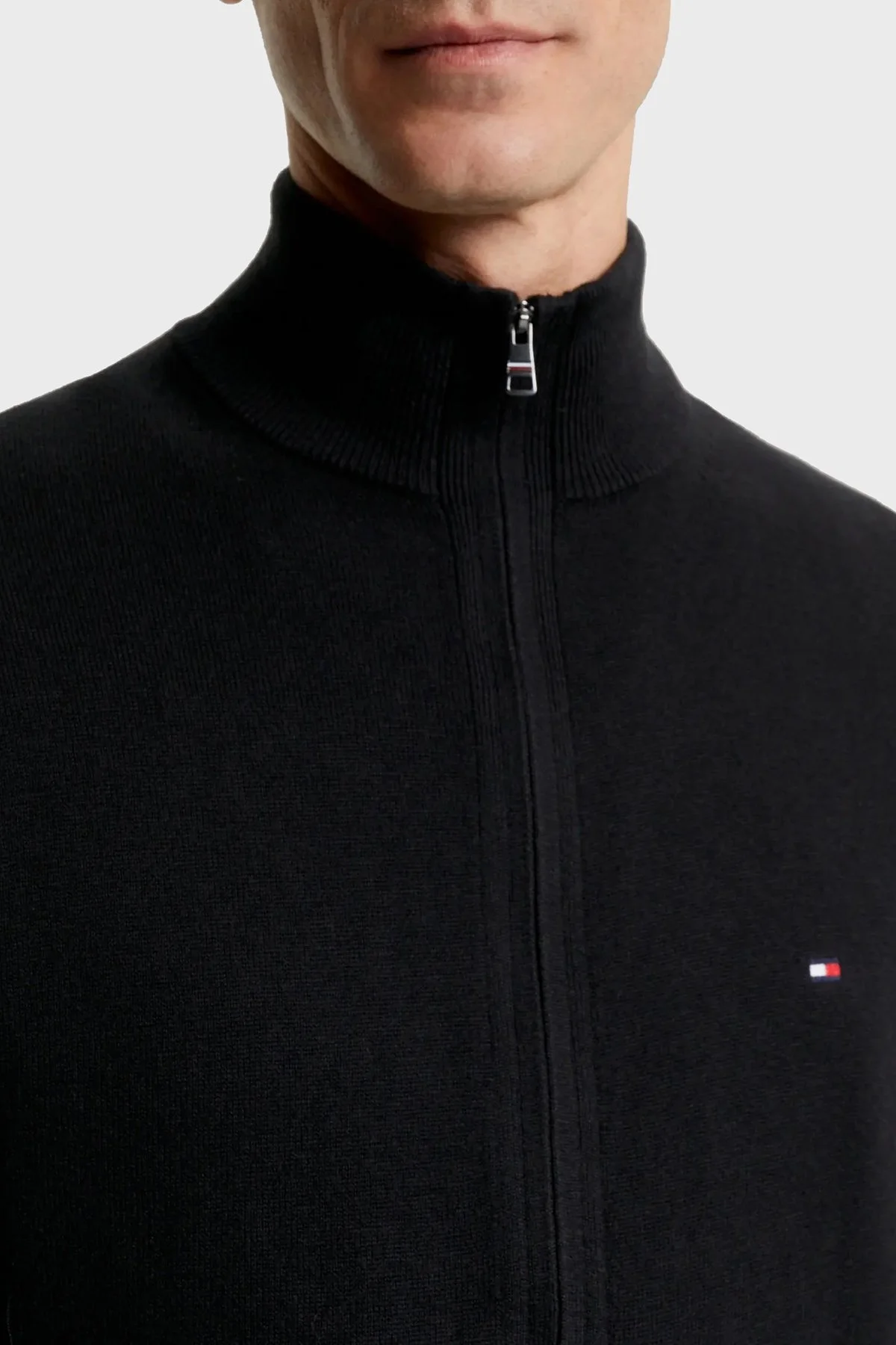 Tommy Hilfiger Kaşmir Pamuklu Regular Fit Fermuarlı Erkek Hırka MW0MW28050 BDS SİYAH - 4
