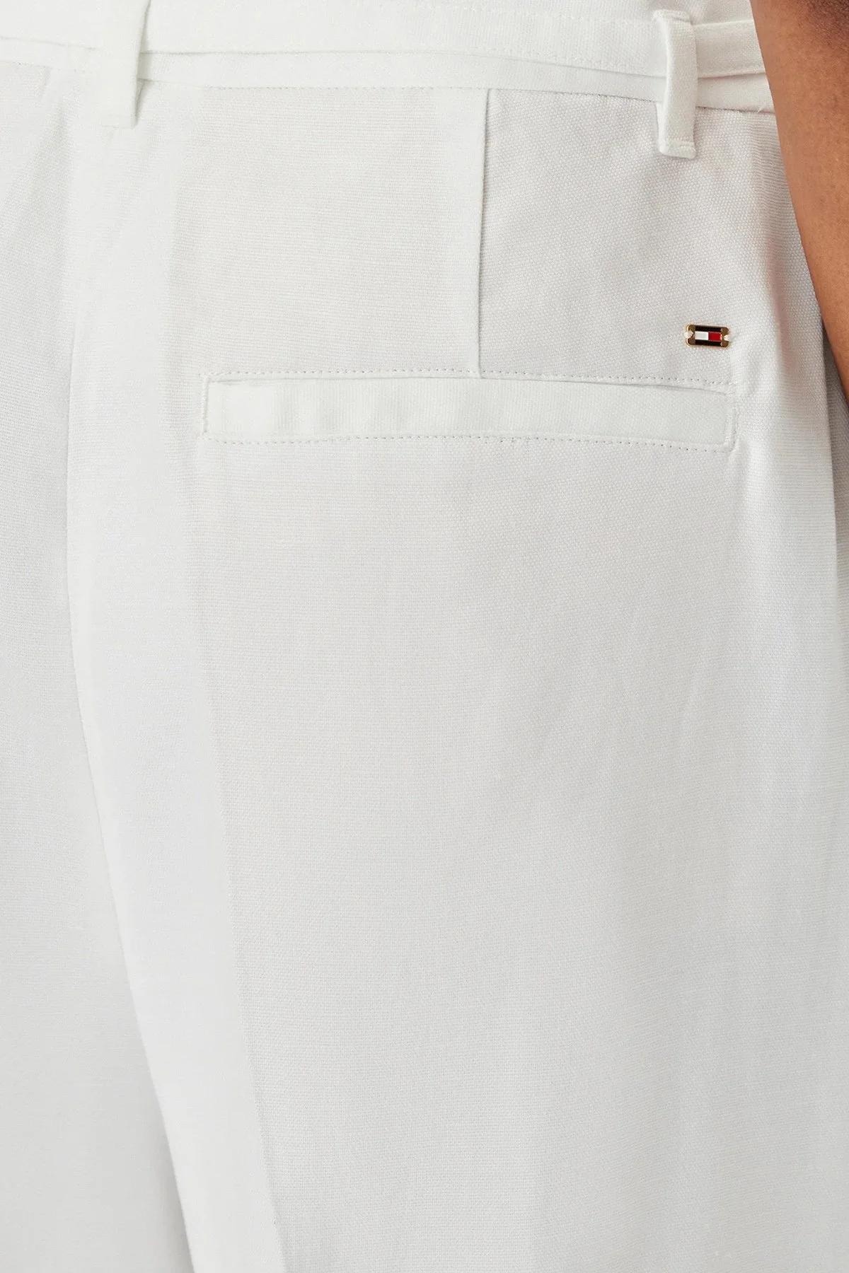 Tommy Hilfiger Keten Karışımlı Wide Leg Fit Yüksek Bel Kadın Pantolon WW0WW48884 YCF BEYAZ - 5