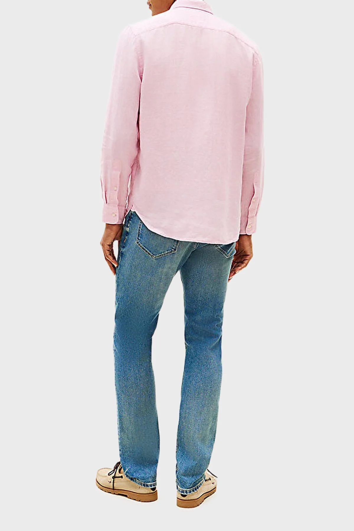 Tommy Hilfiger Keten Regular Fit Uzun Kollu Erkek Gömlek MW0MW41530 TOL PEMBE - 3