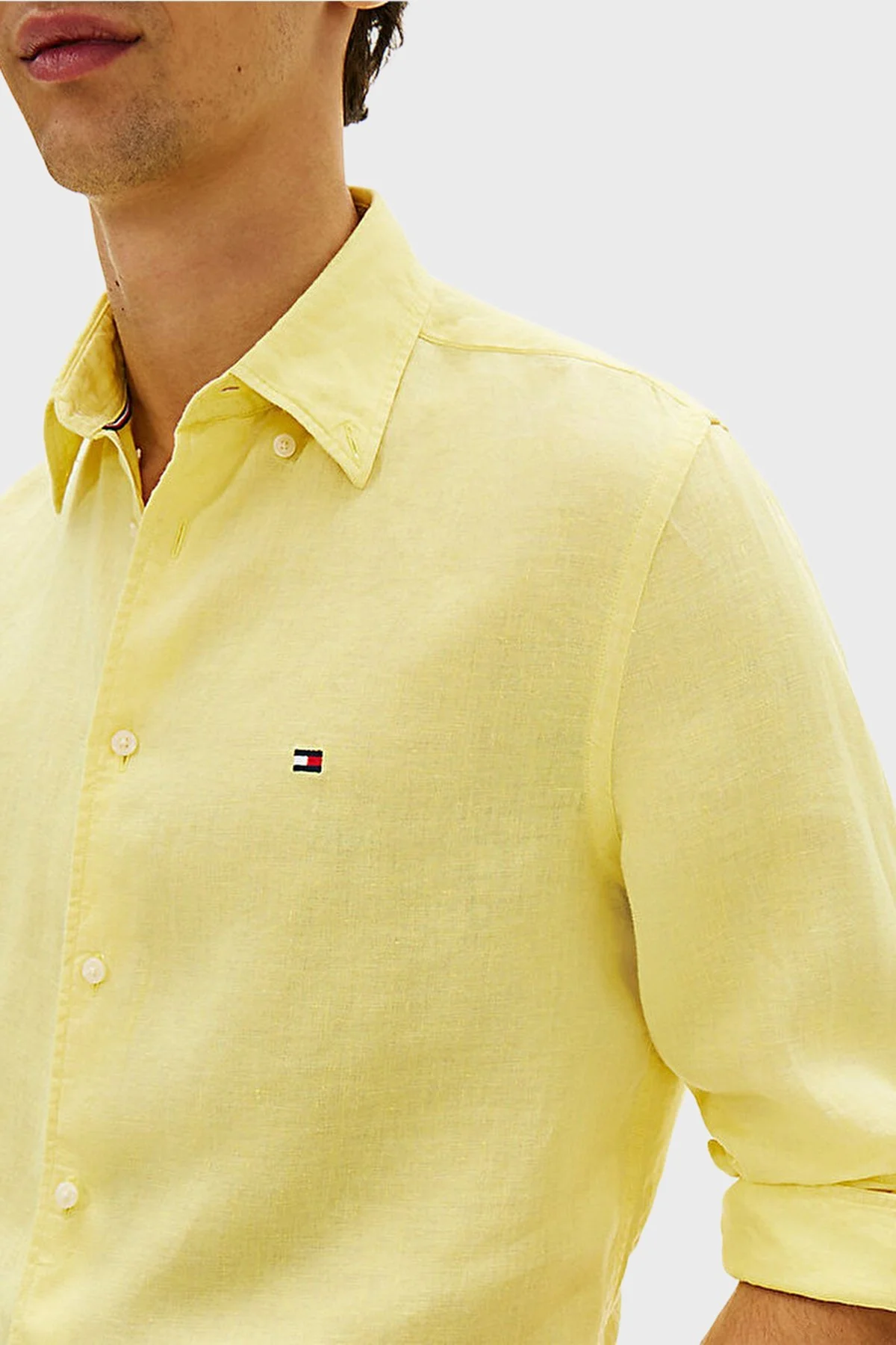 Tommy Hilfiger Keten Regular Fit Uzun Kollu Erkek Gömlek MW0MW41530 ZF0 AÇIK SARI - 4