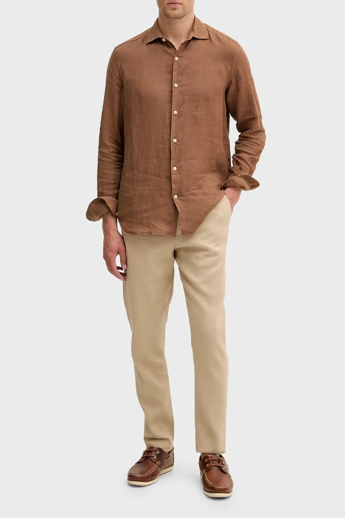 Tommy Hilfiger Keten Tapered Fit Daralan Paça Chino Erkek Pantolon MW0MW42336 AEG BEJ - 2