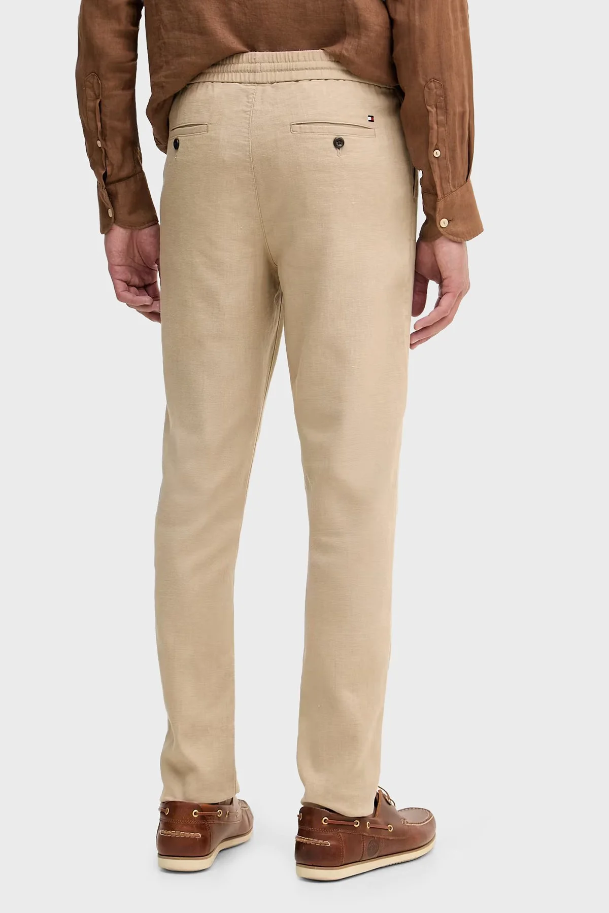 Tommy Hilfiger Keten Tapered Fit Daralan Paça Chino Erkek Pantolon MW0MW42336 AEG BEJ - 3