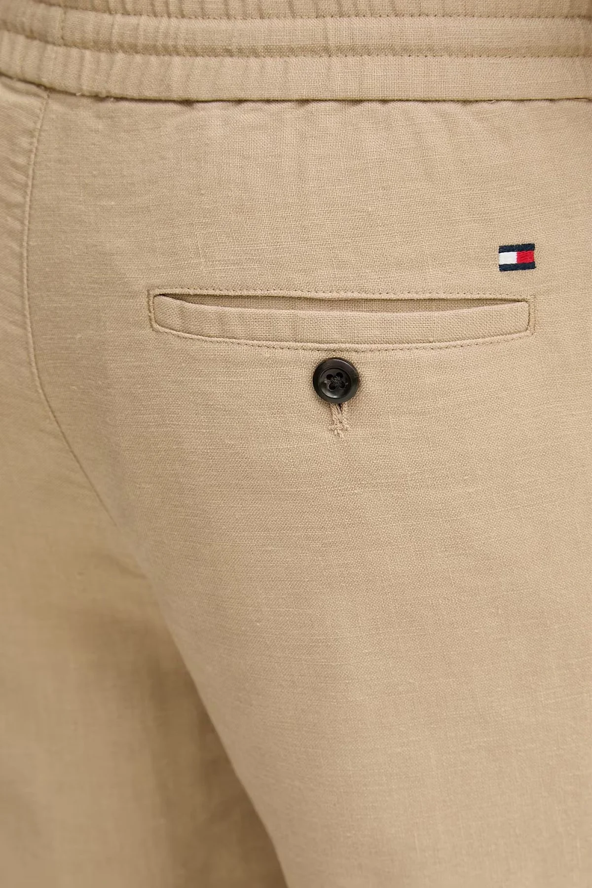 Tommy Hilfiger Keten Tapered Fit Daralan Paça Chino Erkek Pantolon MW0MW42336 AEG BEJ - 4