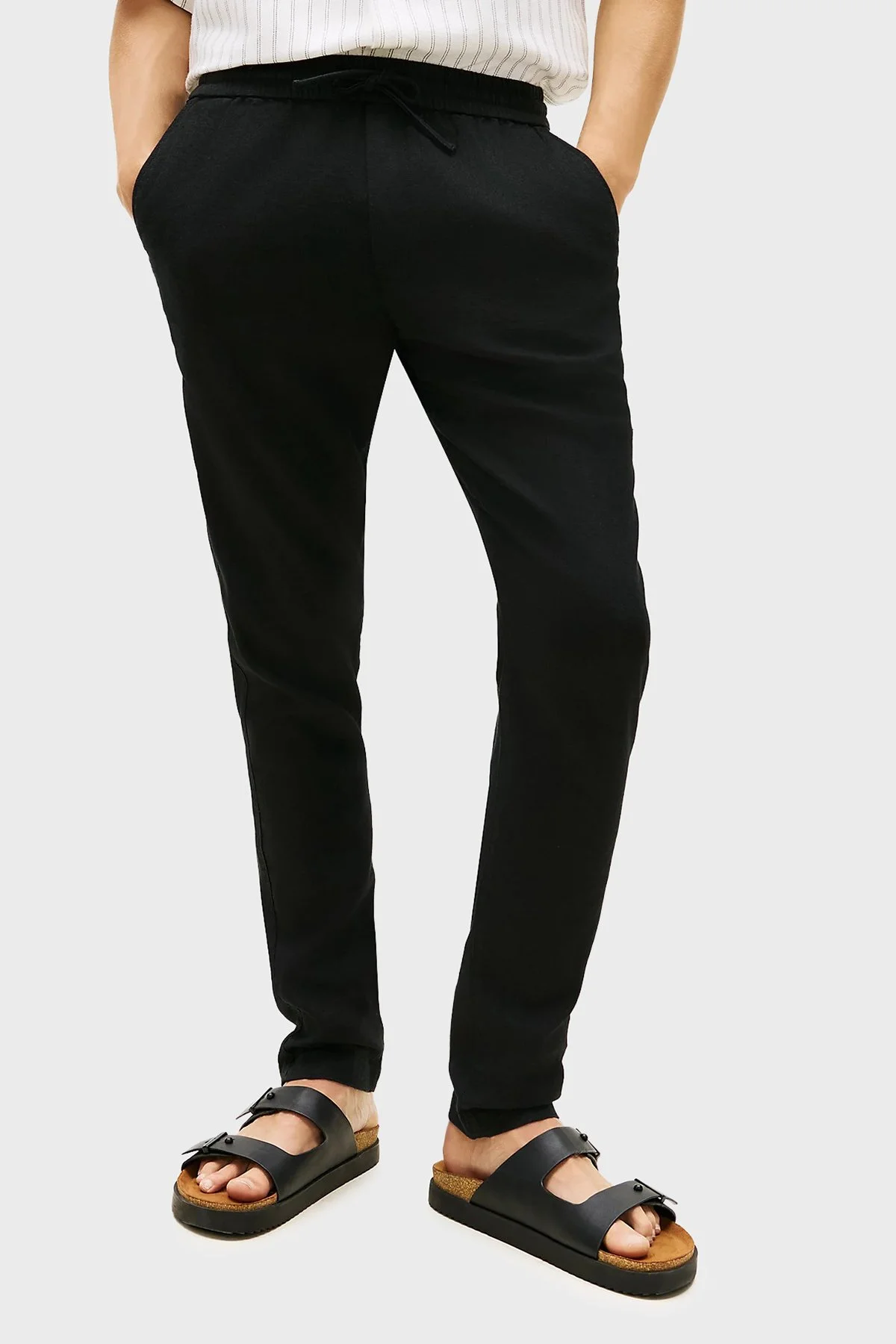 Tommy Hilfiger Keten Tapered Fit Daralan Paça Chino Erkek Pantolon MW0MW42336 BDS SİYAH - 1