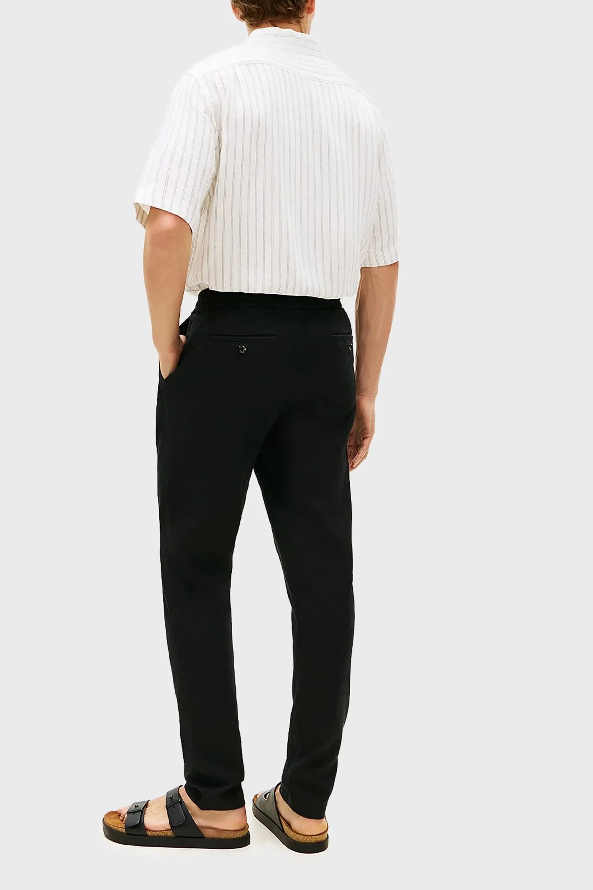 Tommy Hilfiger Keten Tapered Fit Daralan Paça Chino Erkek Pantolon MW0MW42336 BDS SİYAH - 3