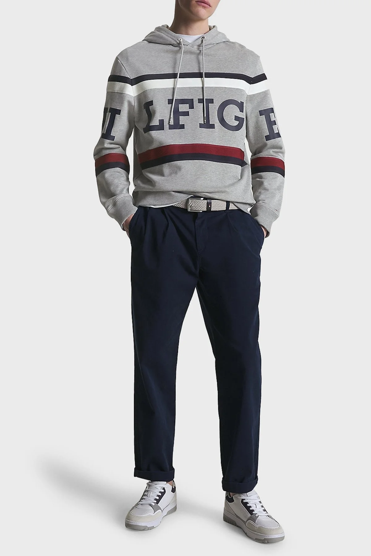 Tommy Hilfiger Logo Baskılı Organik Pamuk Kapüşonlu Erkek Sweat MW0MW31489 P01 GRİ - 2