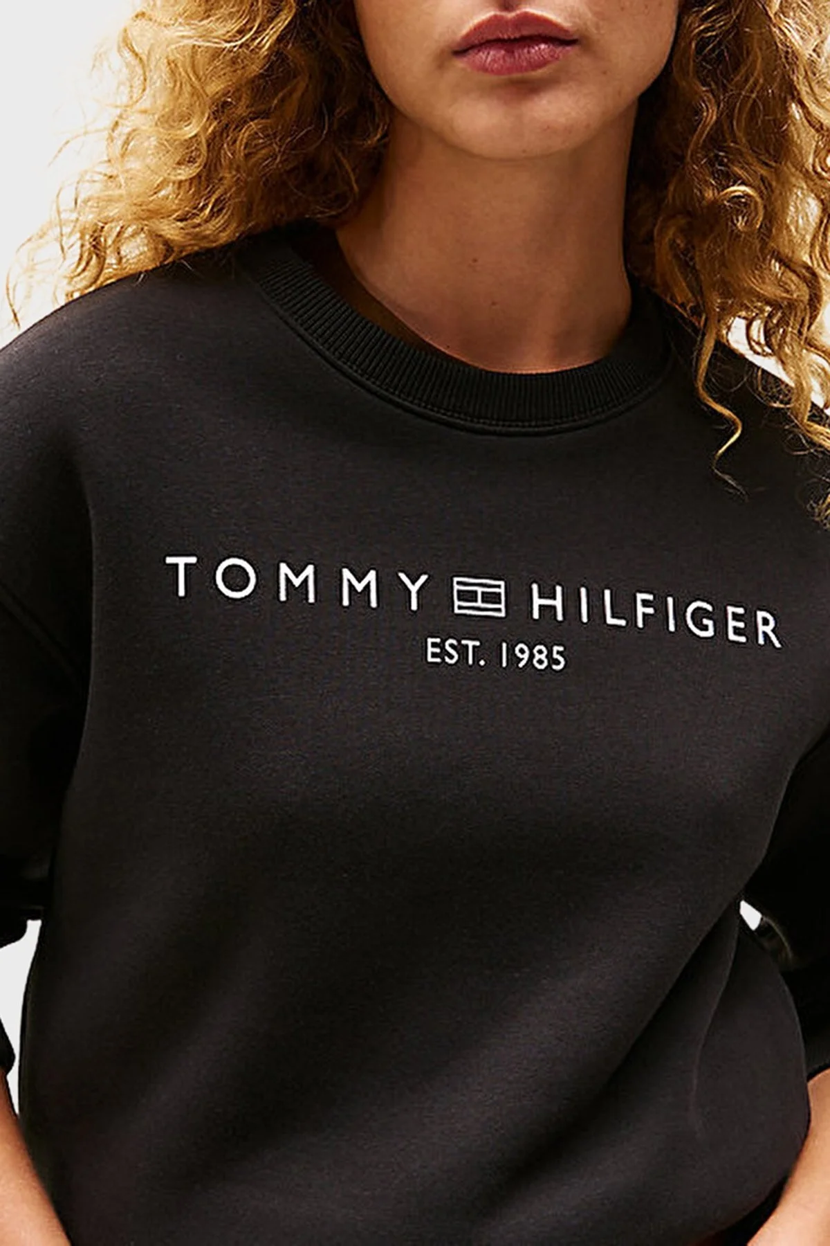 Tommy Hilfiger Logo Baskılı Regular Fit Bisiklet Yaka Bayan Sweat WW0WW39791 BDS SİYAH - 4