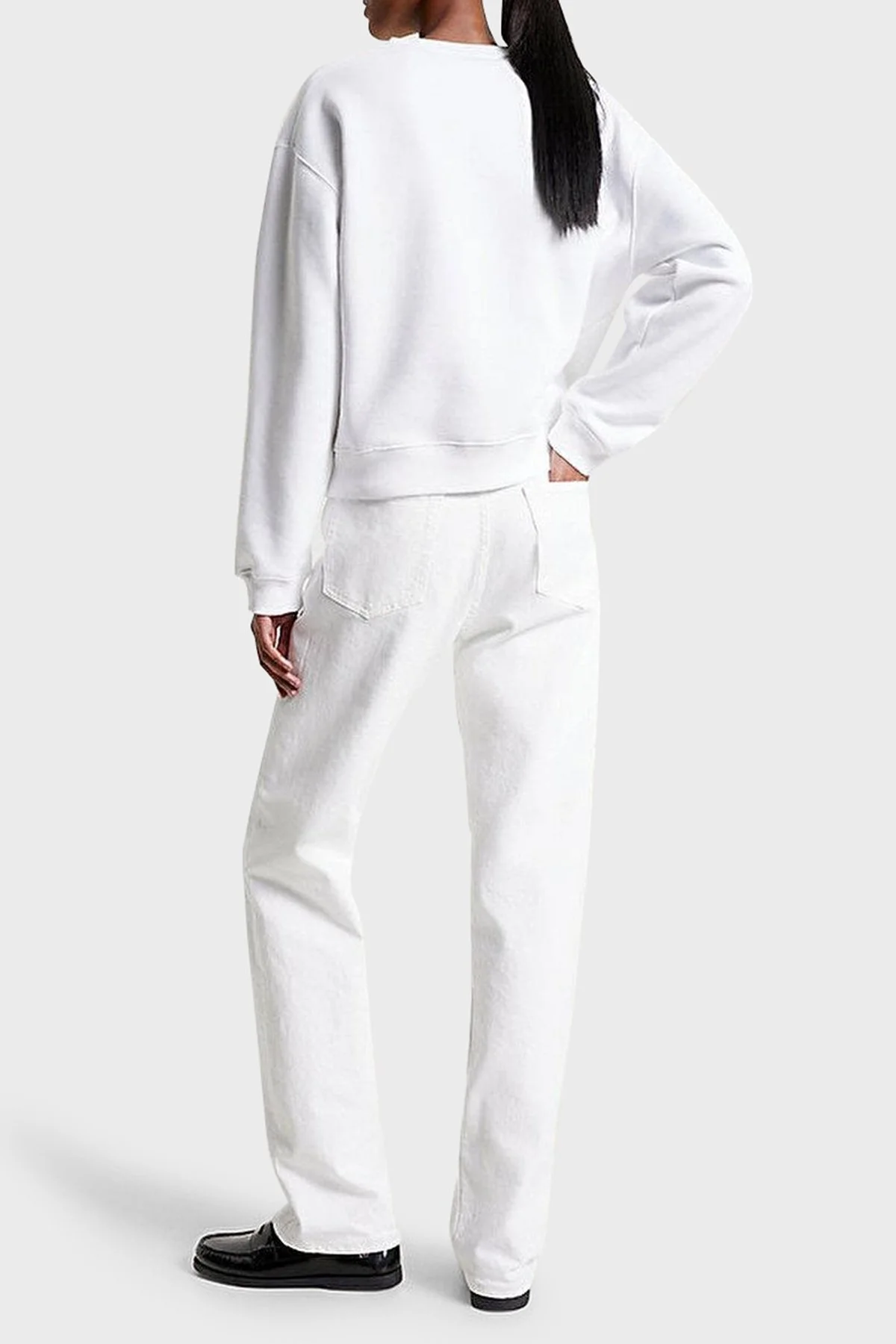 Tommy Hilfiger Logo Baskılı Regular Fit Bisiklet Yaka Bayan Sweat WW0WW39791 YCF BEYAZ - 2