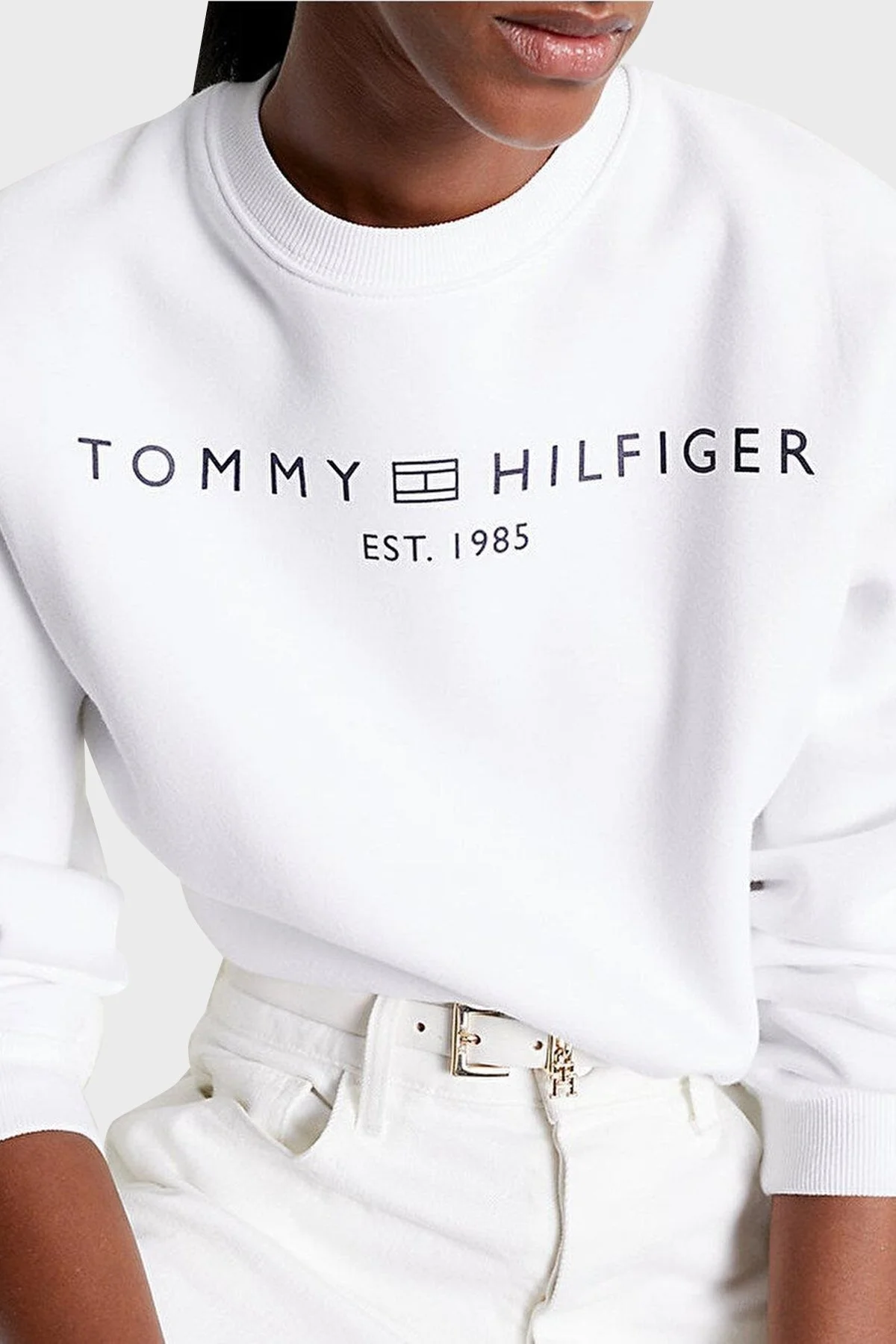 Tommy Hilfiger Logo Baskılı Regular Fit Bisiklet Yaka Bayan Sweat WW0WW39791 YCF BEYAZ - 3