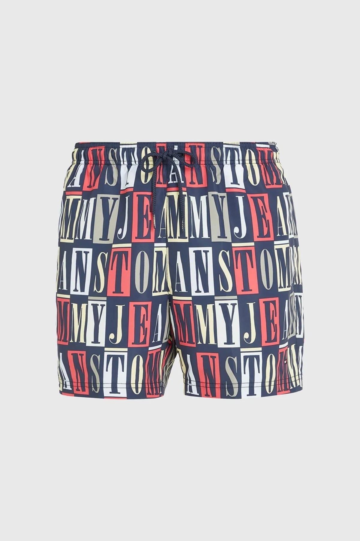 Tommy Hilfiger Logo Desen Baskılı Belden Bağlamalı Cepli Slim Fit Erkek Mayo Short UM0UM02759 0GL SİYAH - 10
