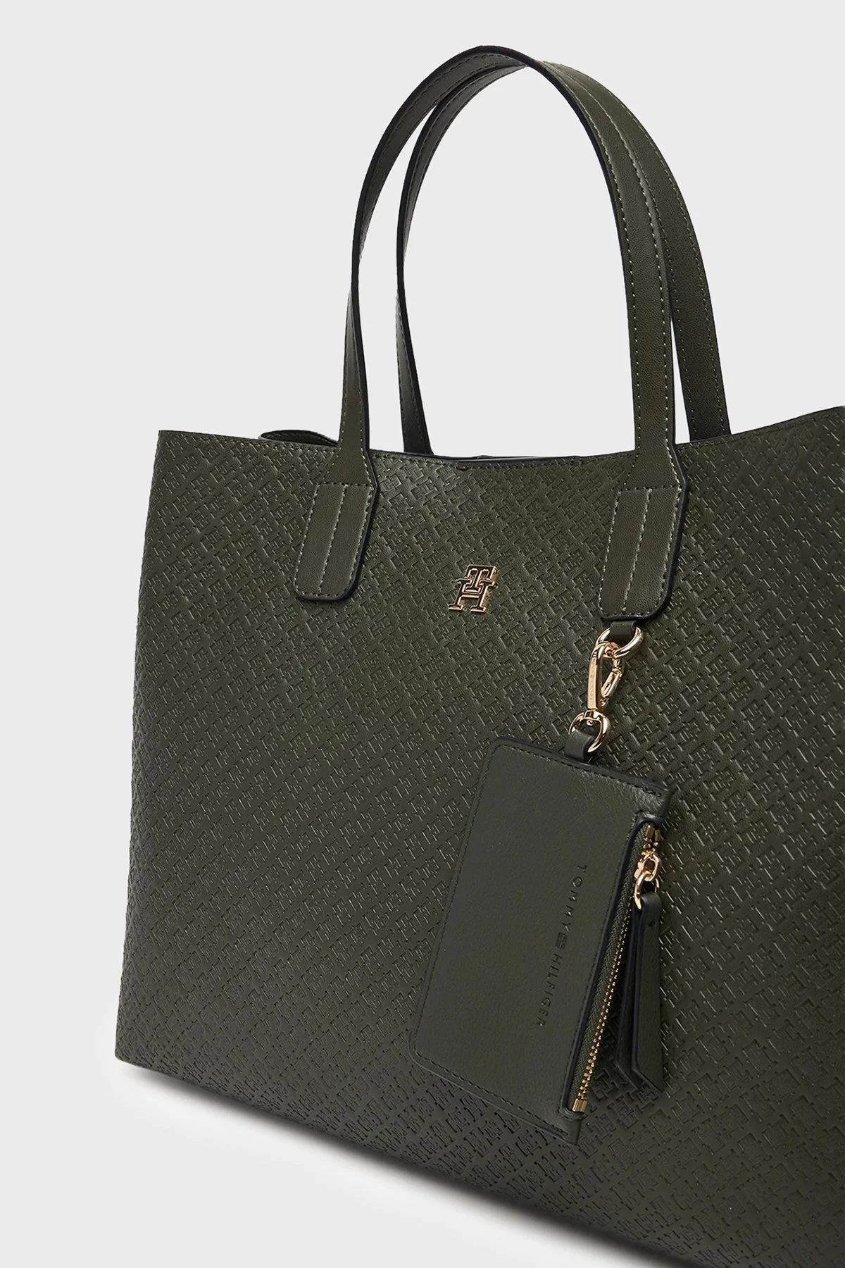Tommy Hilfiger Logo Desenli Ayarlabilir Askılı Kadın Çanta AW0AW18923 MRZ Koyu yeşil - 2