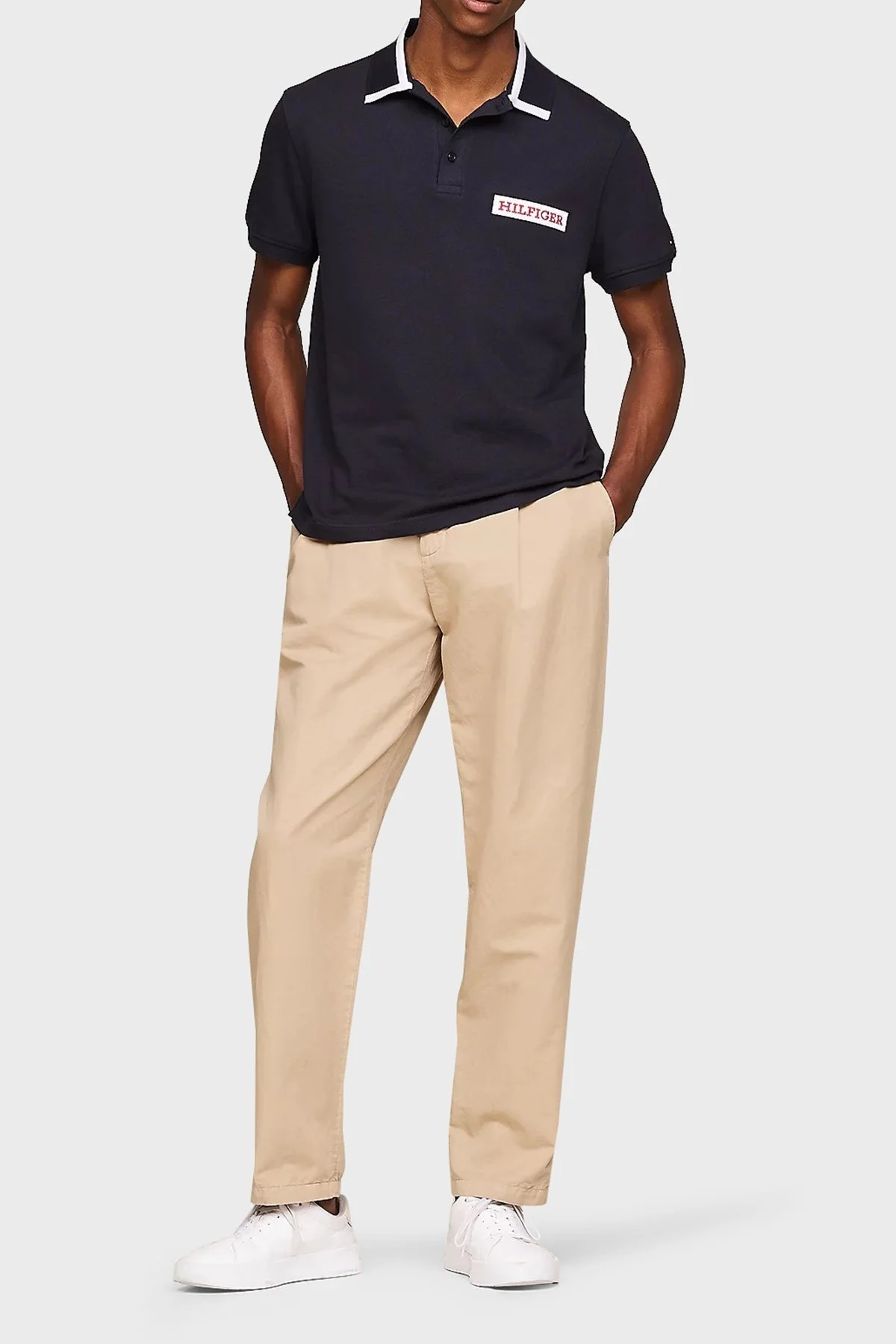 Tommy Hilfiger Logo İşlemeli Pamuk Karışımlı Regular Fit Erkek Polo Yaka T Shirt MW0MW34786 DW5 LACİVERT - 2