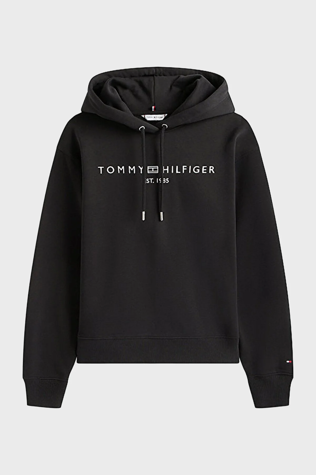 Tommy Hilfiger Logo İşlemeli Regular Fit Kapüşonlu Bayan Sweat WW0WW43598 BDS SİYAH - 5