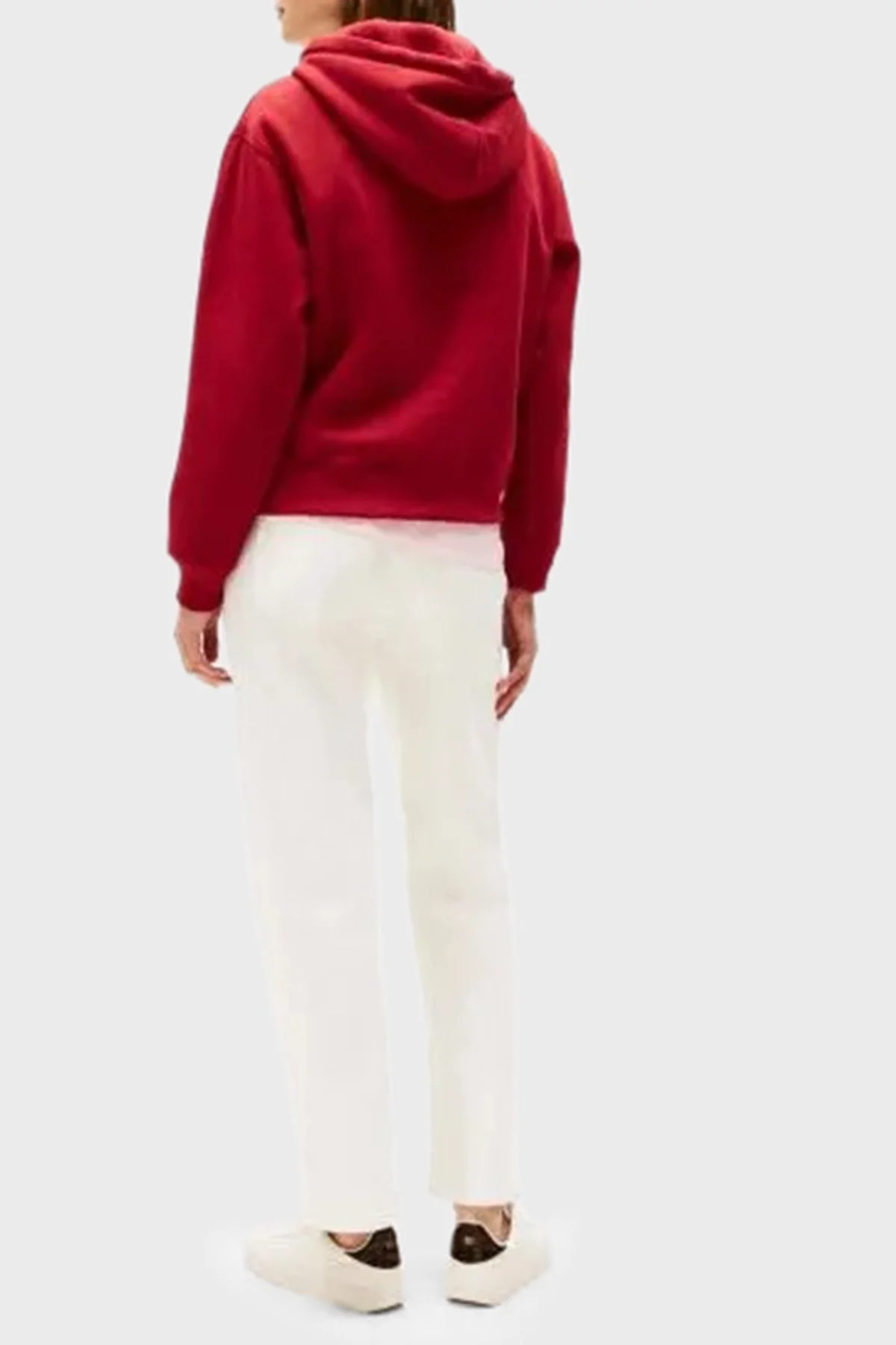 Tommy Hilfiger Logo İşlemeli Regular Fit Kapüşonlu Bayan Sweat WW0WW43598 XIT KIRMIZI - 3