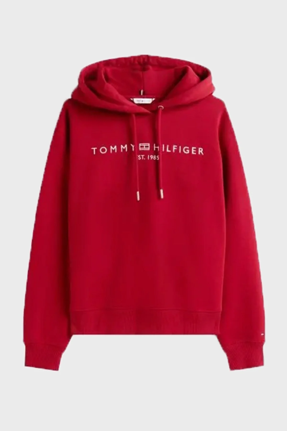 Tommy Hilfiger Logo İşlemeli Regular Fit Kapüşonlu Bayan Sweat WW0WW43598 XIT KIRMIZI - 5
