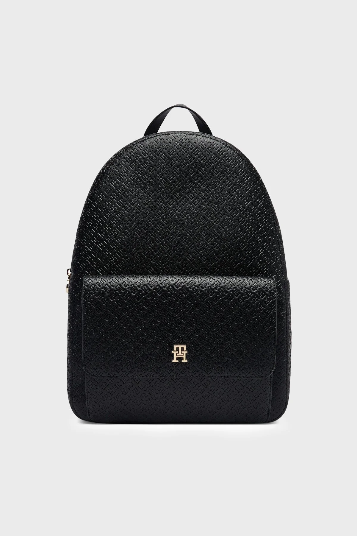 Tommy Hilfiger Logo Monogramlı Ayarlanabilir Askılı Kadın Sırt Çantası AW0AW19284 BDS Siyah - 1