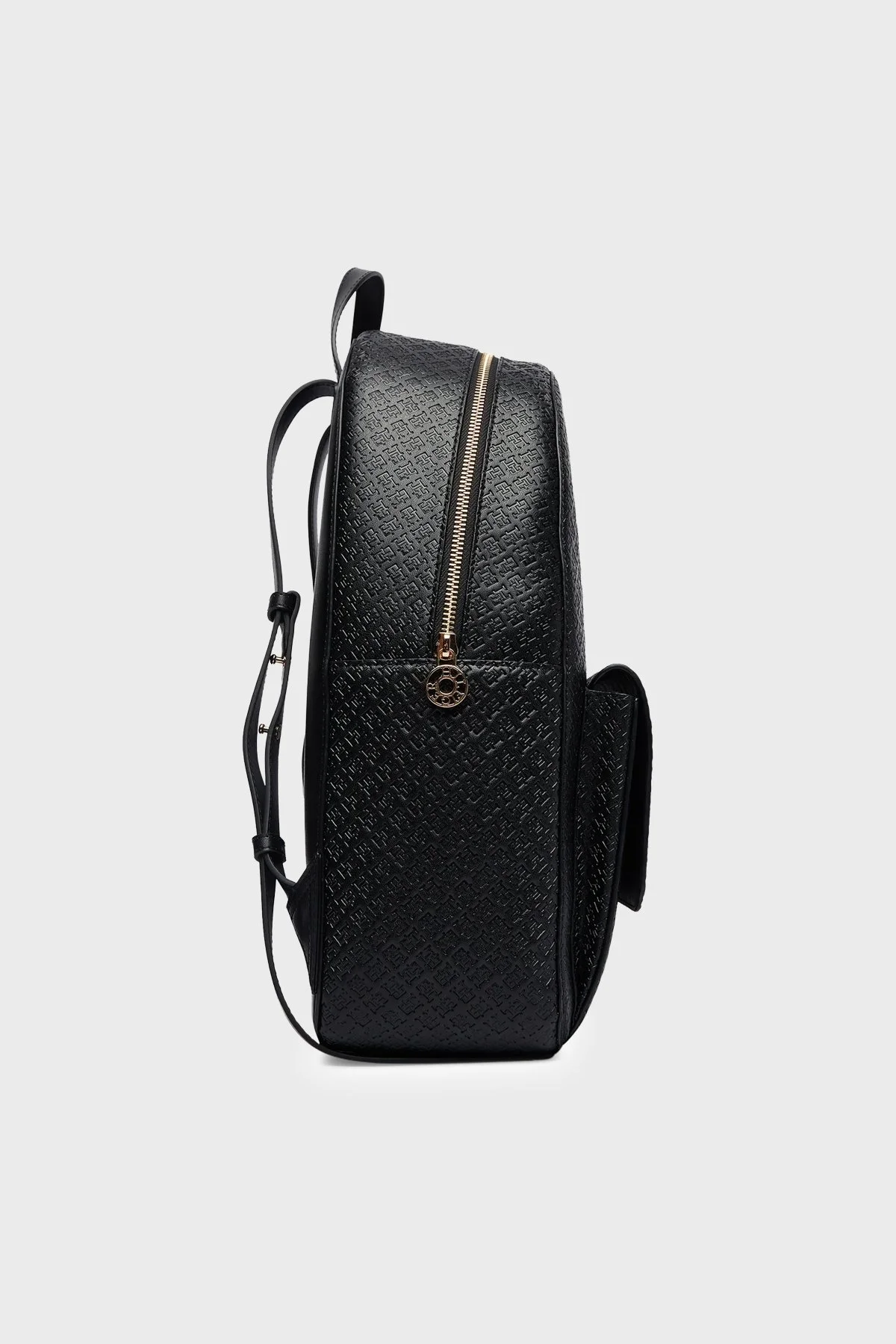 Tommy Hilfiger Logo Monogramlı Ayarlanabilir Askılı Kadın Sırt Çantası AW0AW19284 BDS Siyah - 5