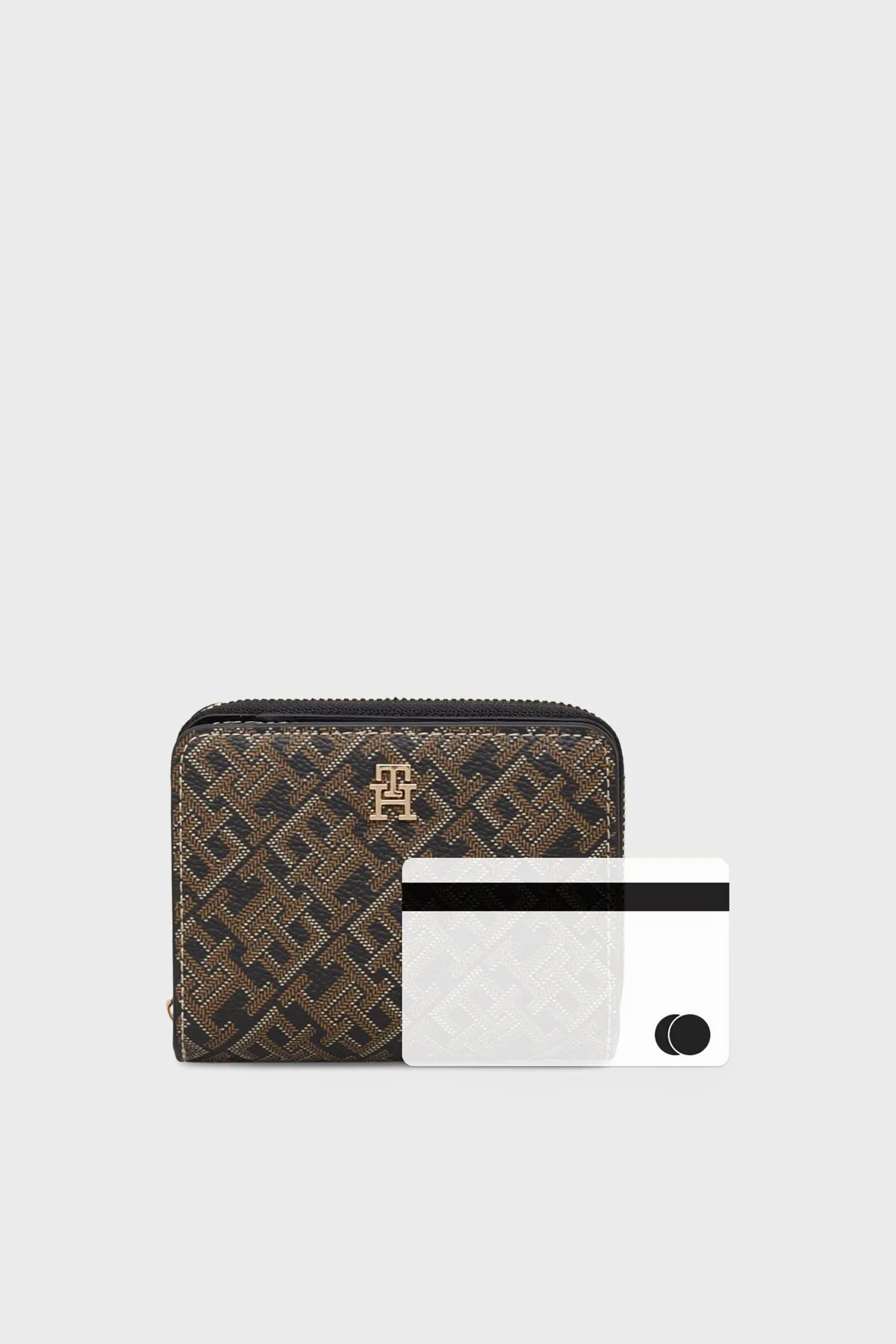 Tommy Hilfiger Logo Monogramlı Fermuarlı Kadın Cüzdan AW0AW18995 0GJ Siyah - 5