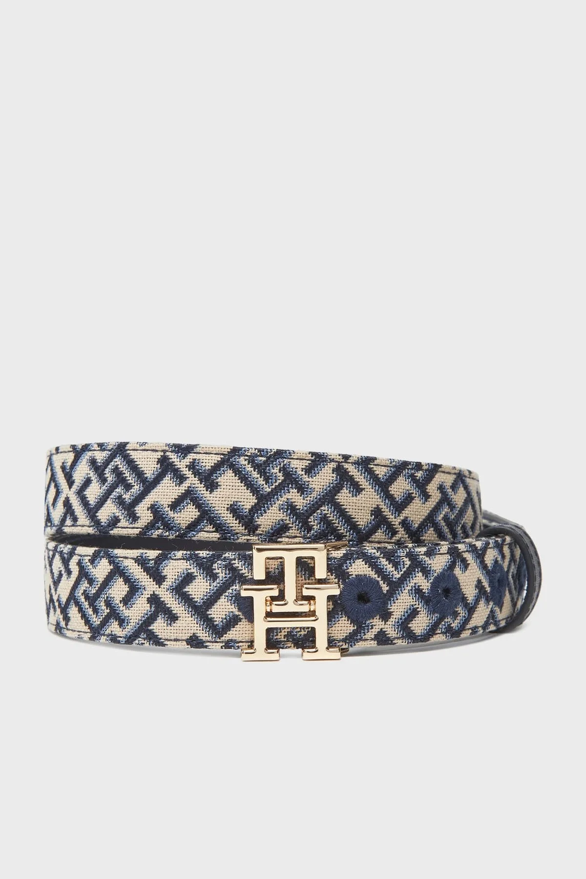 Tommy Hilfiger Logo Nakışlı Bayan Kemer AW0AW17497 DW6 LACİVERT - 1