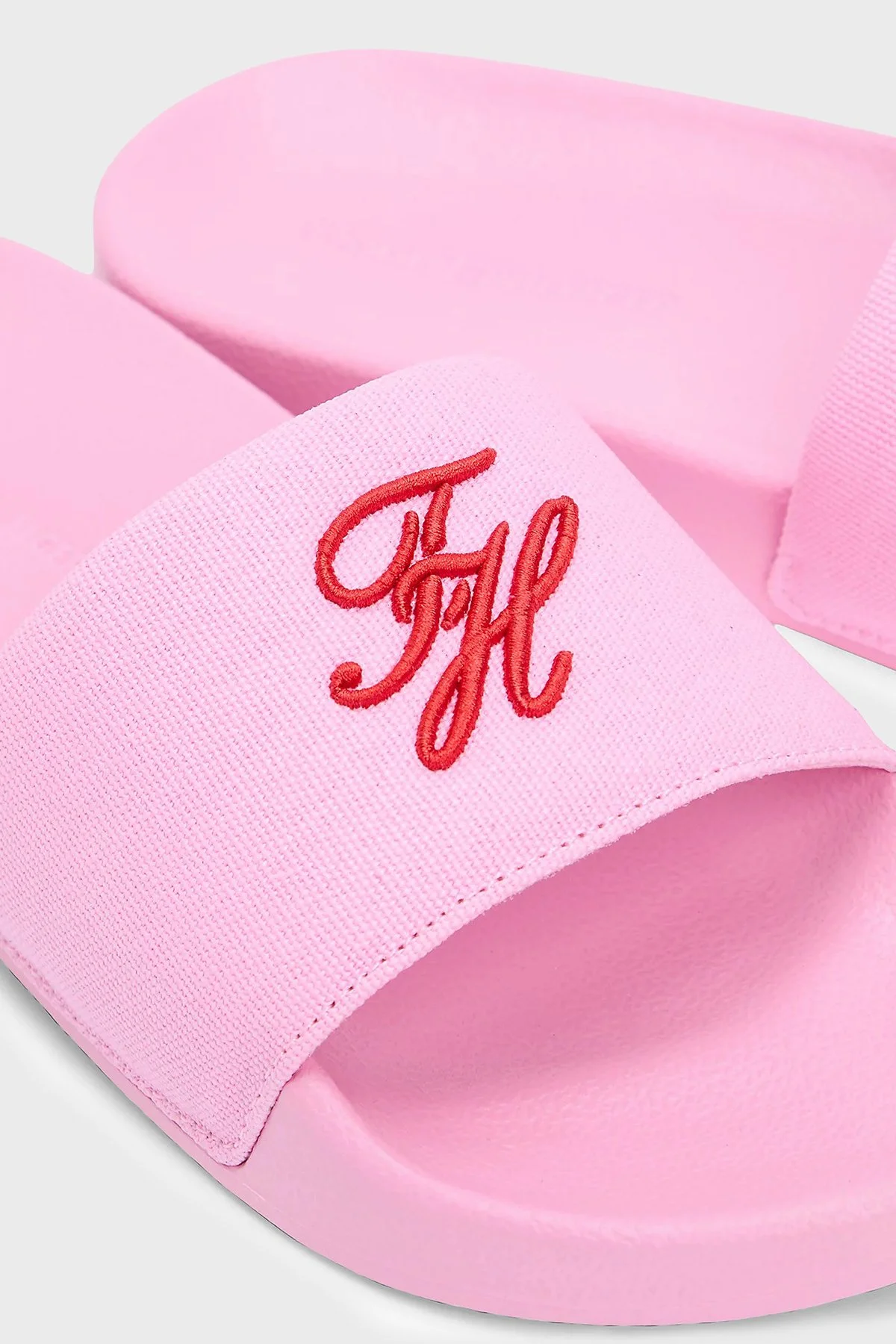 Tommy Hilfiger Logo Nakışlı Kanvas Kadın Terlik FW0FW09286 TOR PEMBE - 6