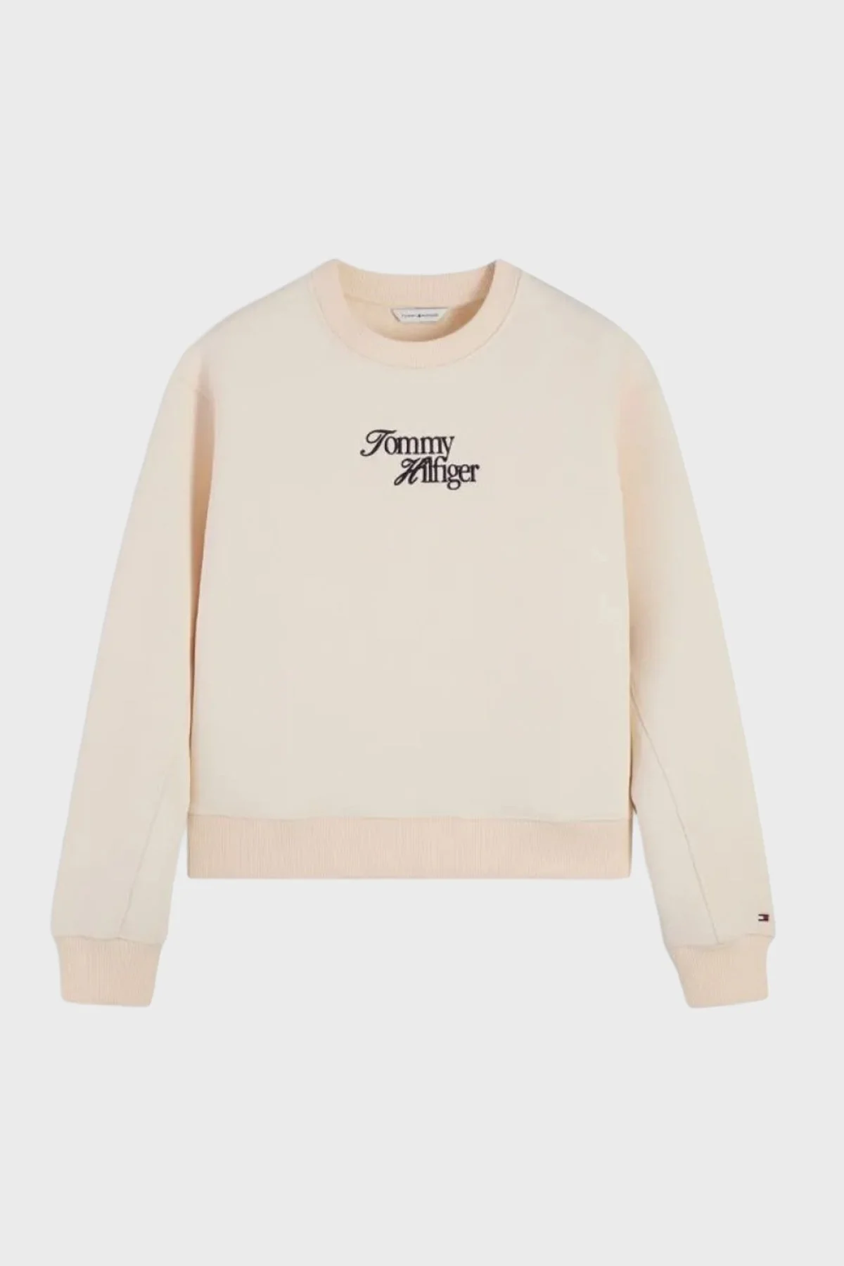 Tommy Hilfiger Logo Nakışlı Pamuklu Bisiklet Yaka Kadın Sweat WW0WW51598 AEF Bej - 5
