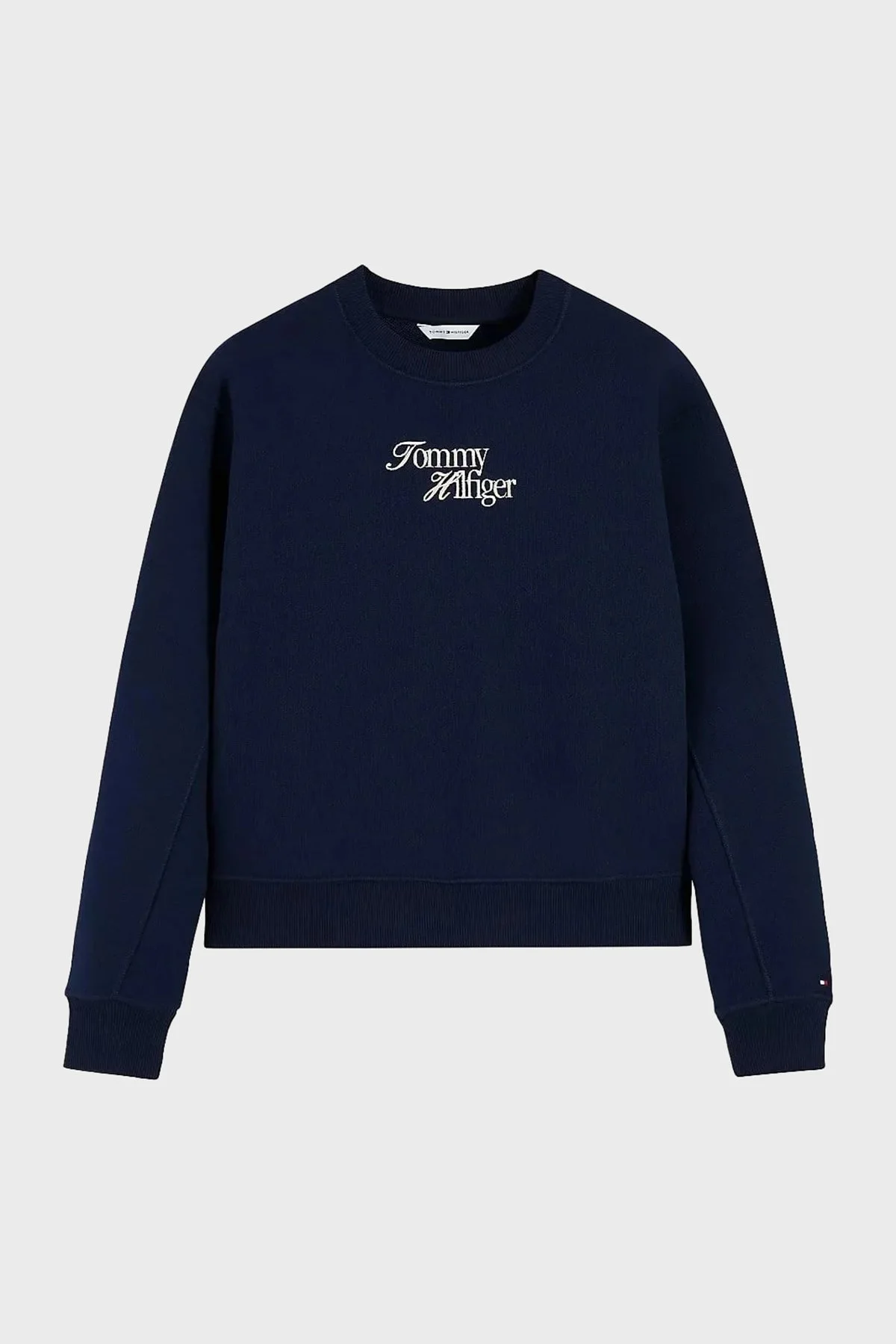 Tommy Hilfiger Logo Nakışlı Pamuklu Bisiklet Yaka Kadın Sweat WW0WW51598 C1G Lacivert - 5